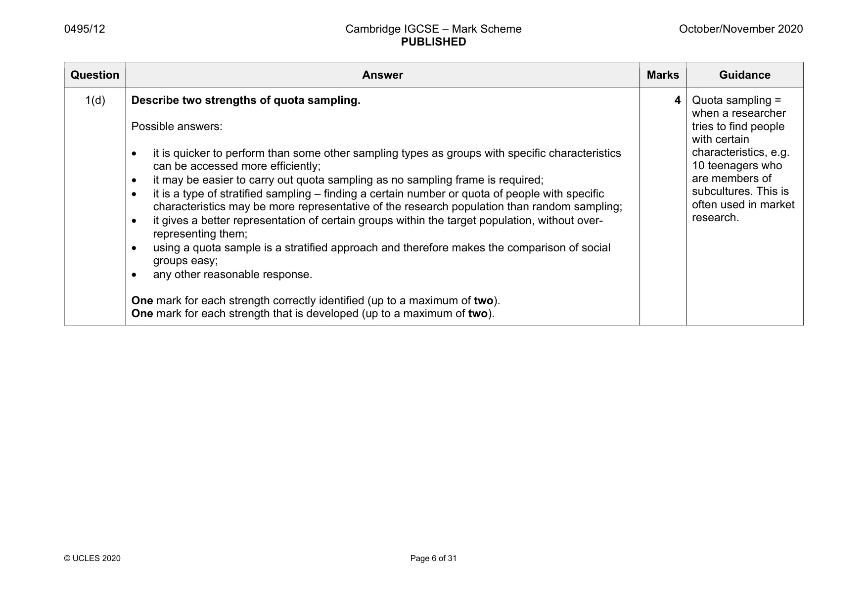 Mark scheme, page 6 of 31