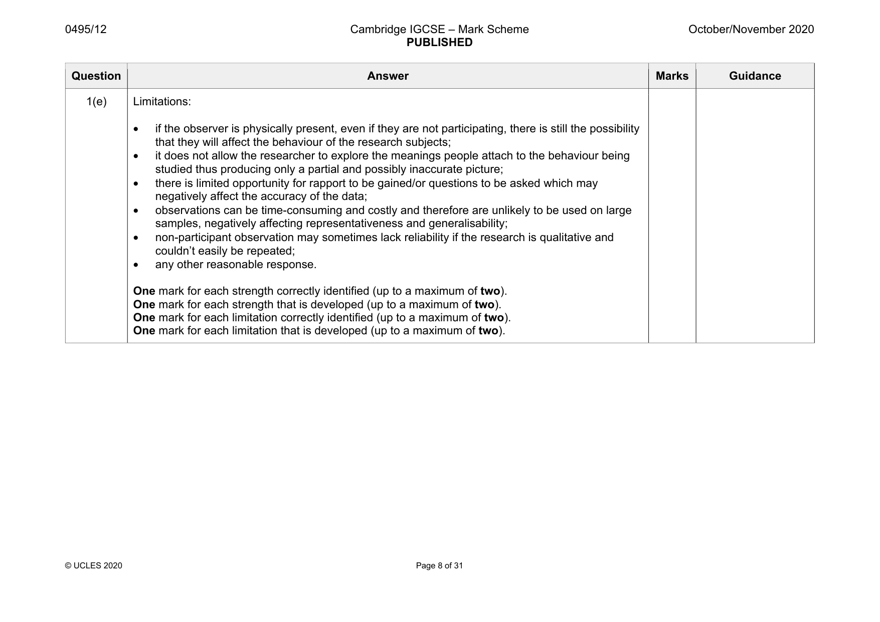 Mark scheme, page 8 of 31
