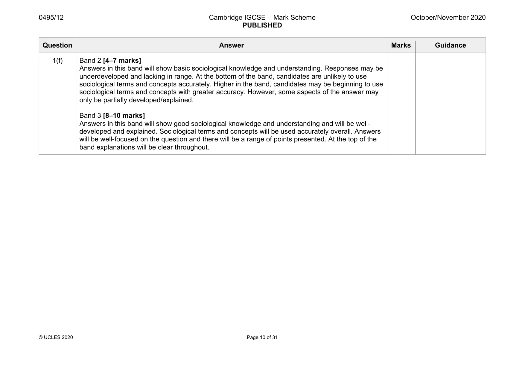 Mark scheme, page 10 of 31