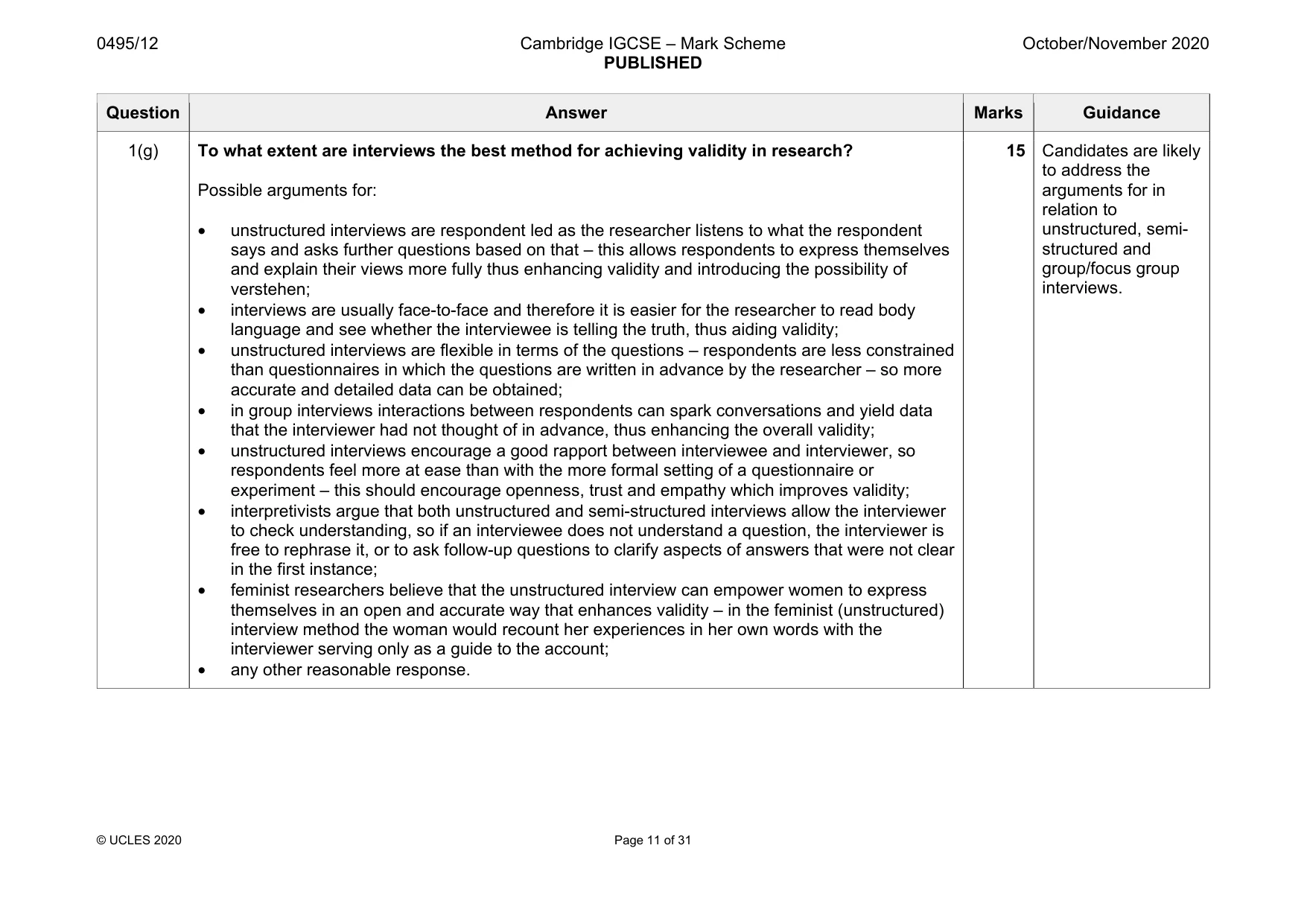 Mark scheme, page 11 of 31