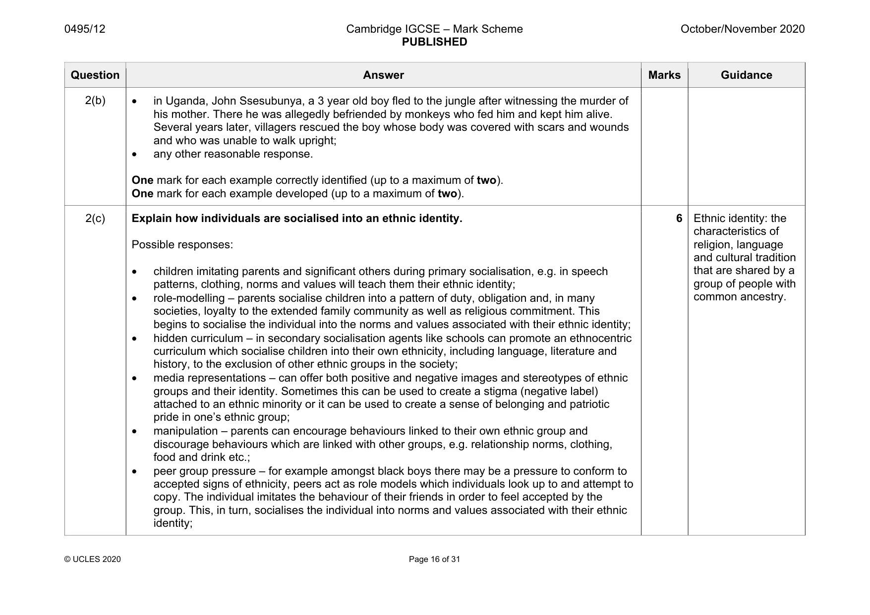 Mark scheme, page 16 of 31
