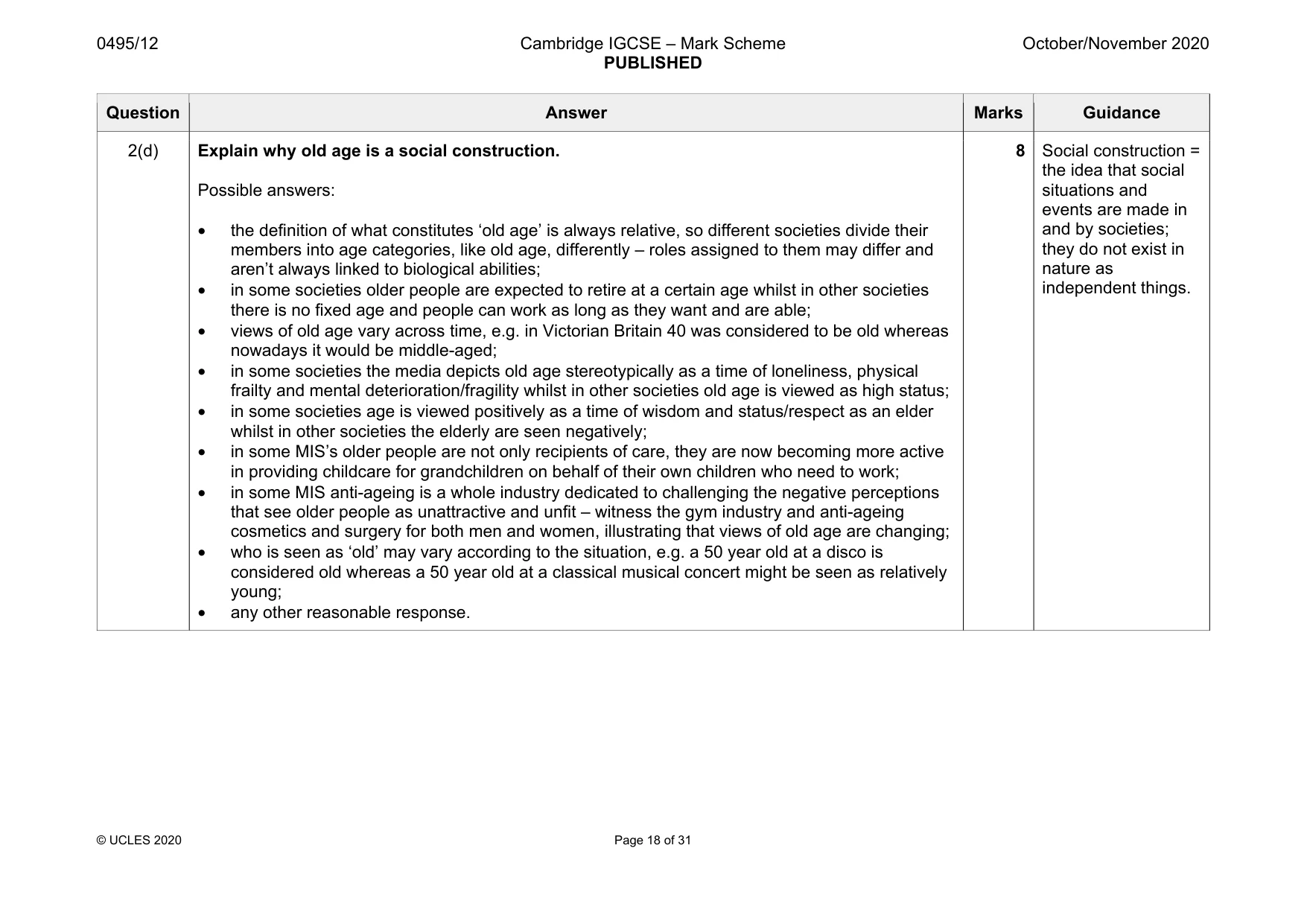 Mark scheme, page 18 of 31