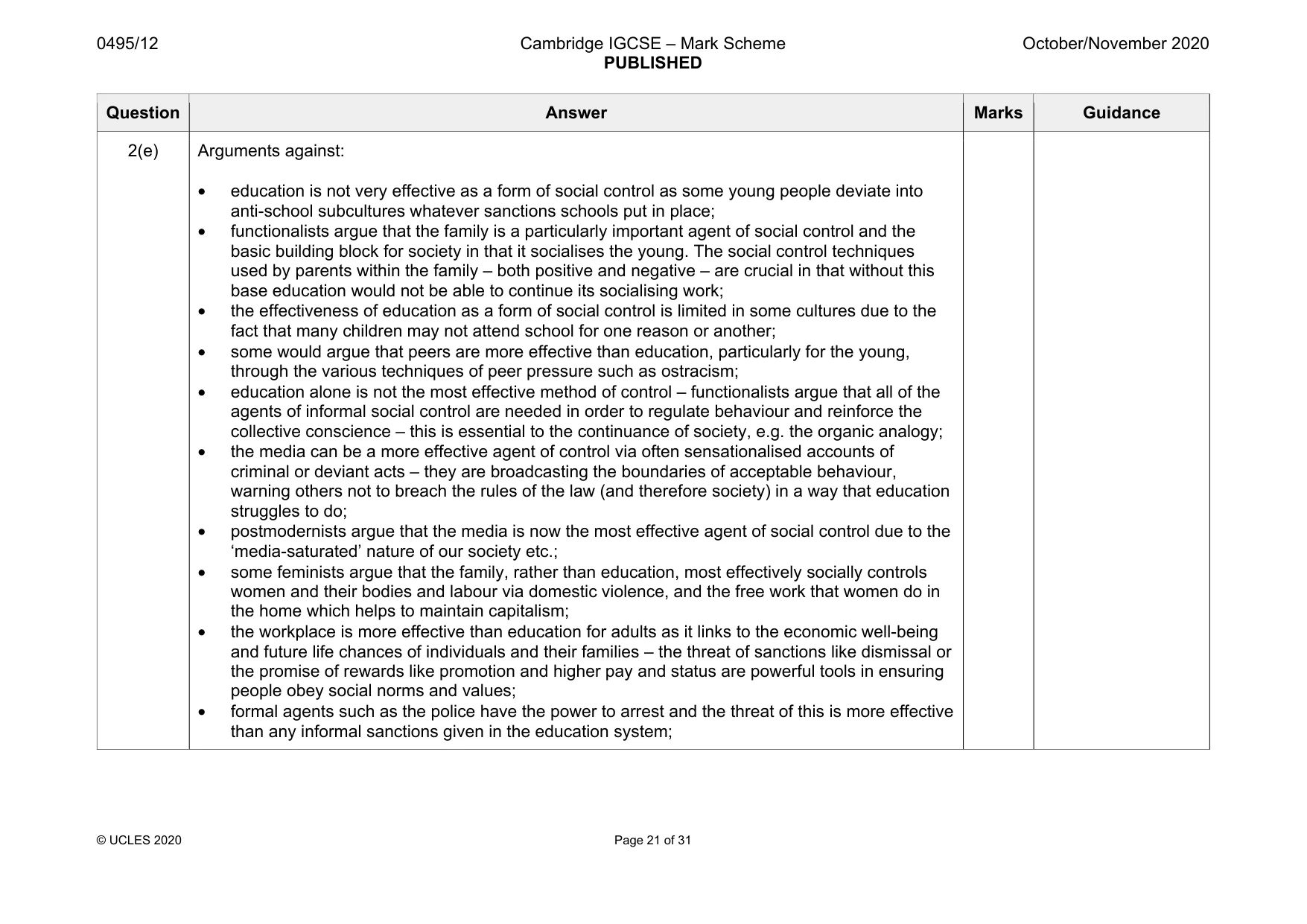 Mark scheme, page 21 of 31