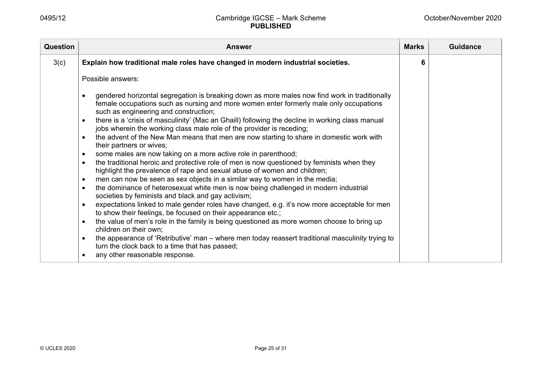 Mark scheme, page 25 of 31