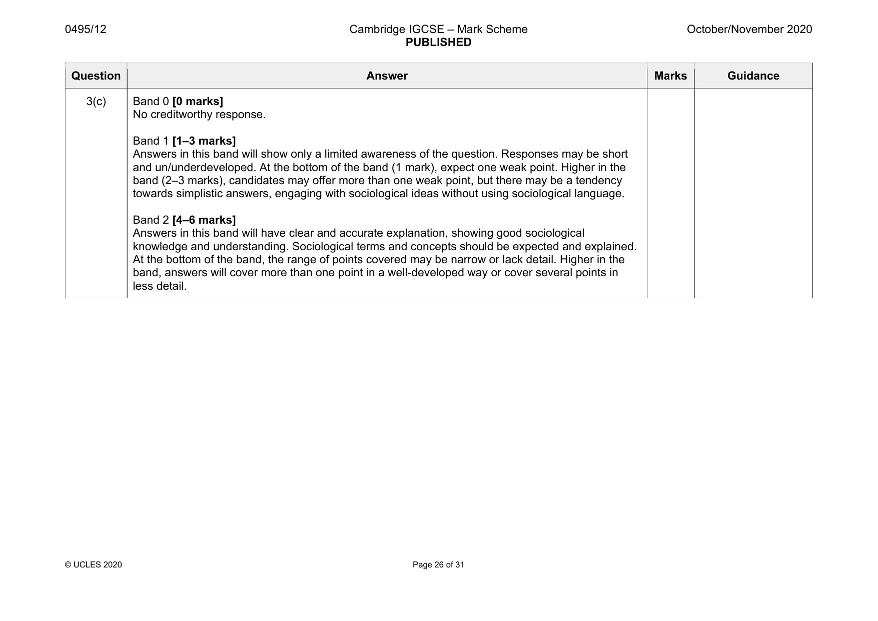 Mark scheme, page 26 of 31