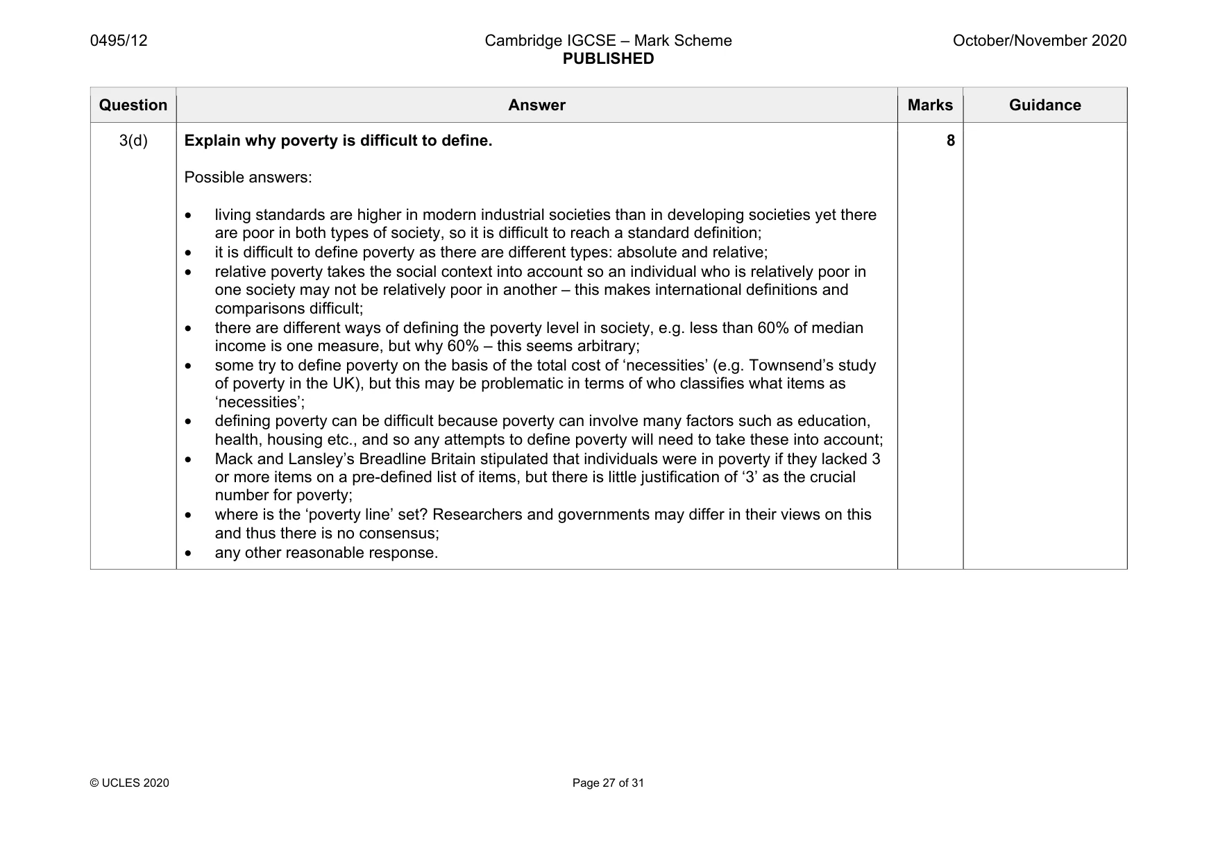 Mark scheme, page 27 of 31