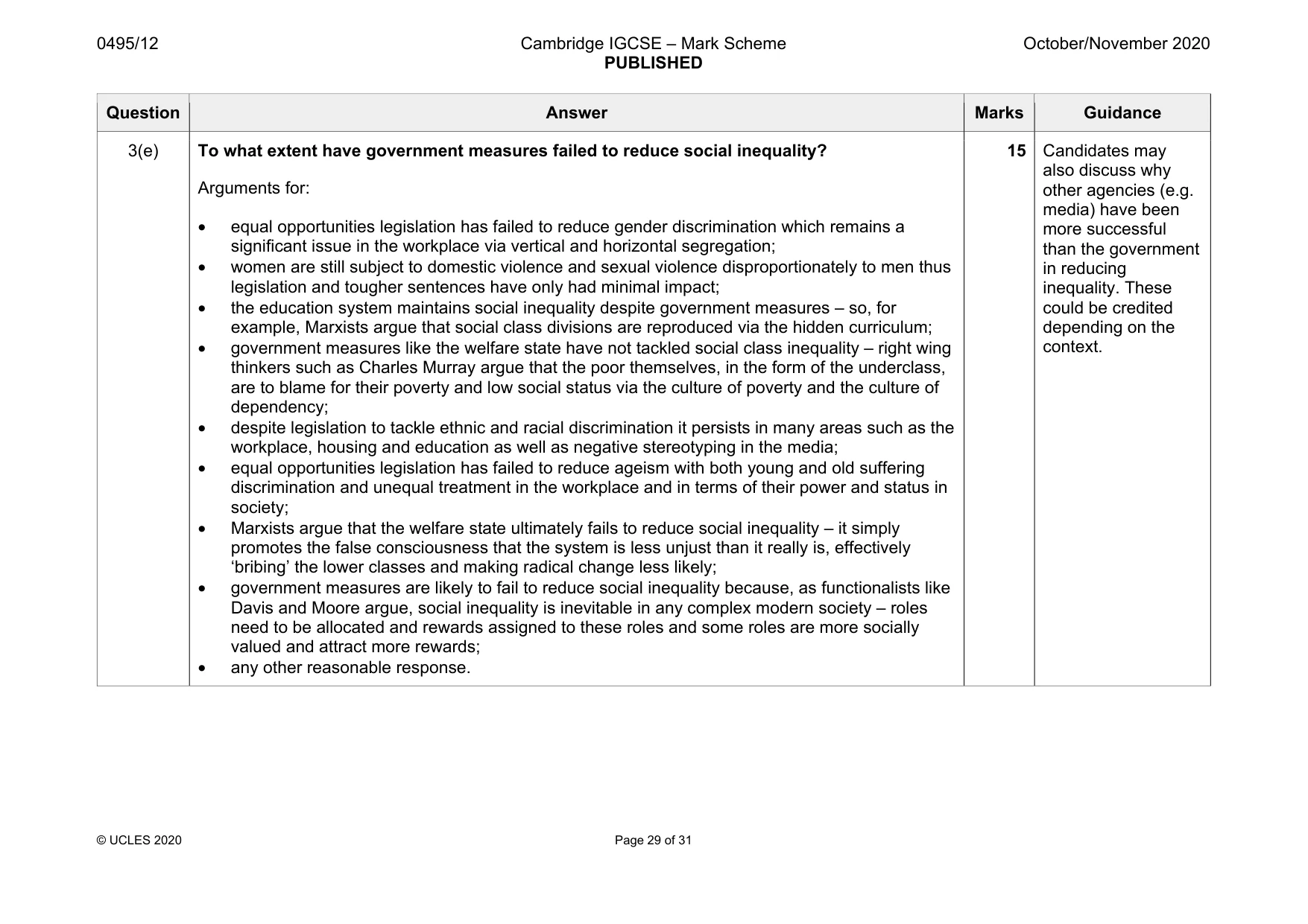Mark scheme, page 29 of 31