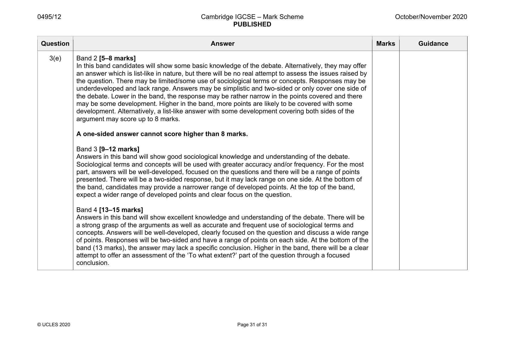 Mark scheme, page 31 of 31