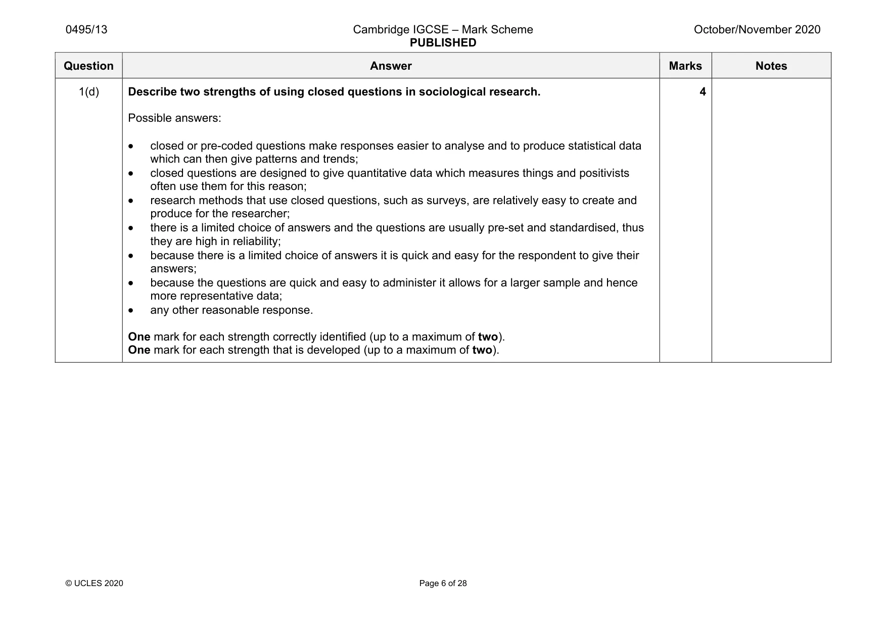 Mark scheme, page 6 of 28