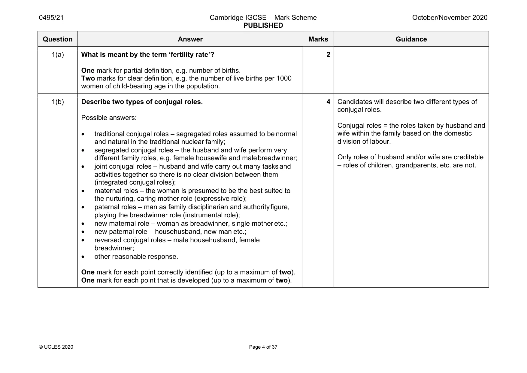 Mark scheme, page 4 of 37