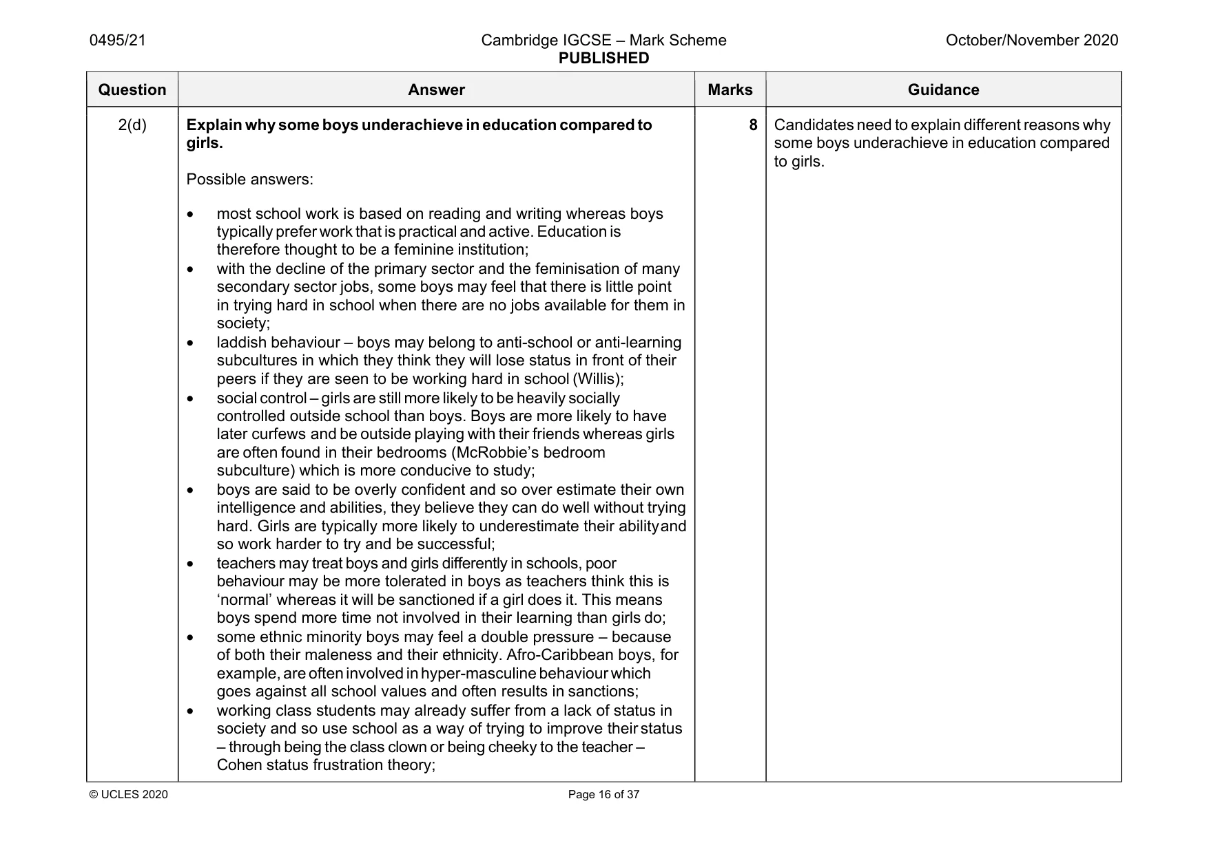 Mark scheme, page 16 of 37