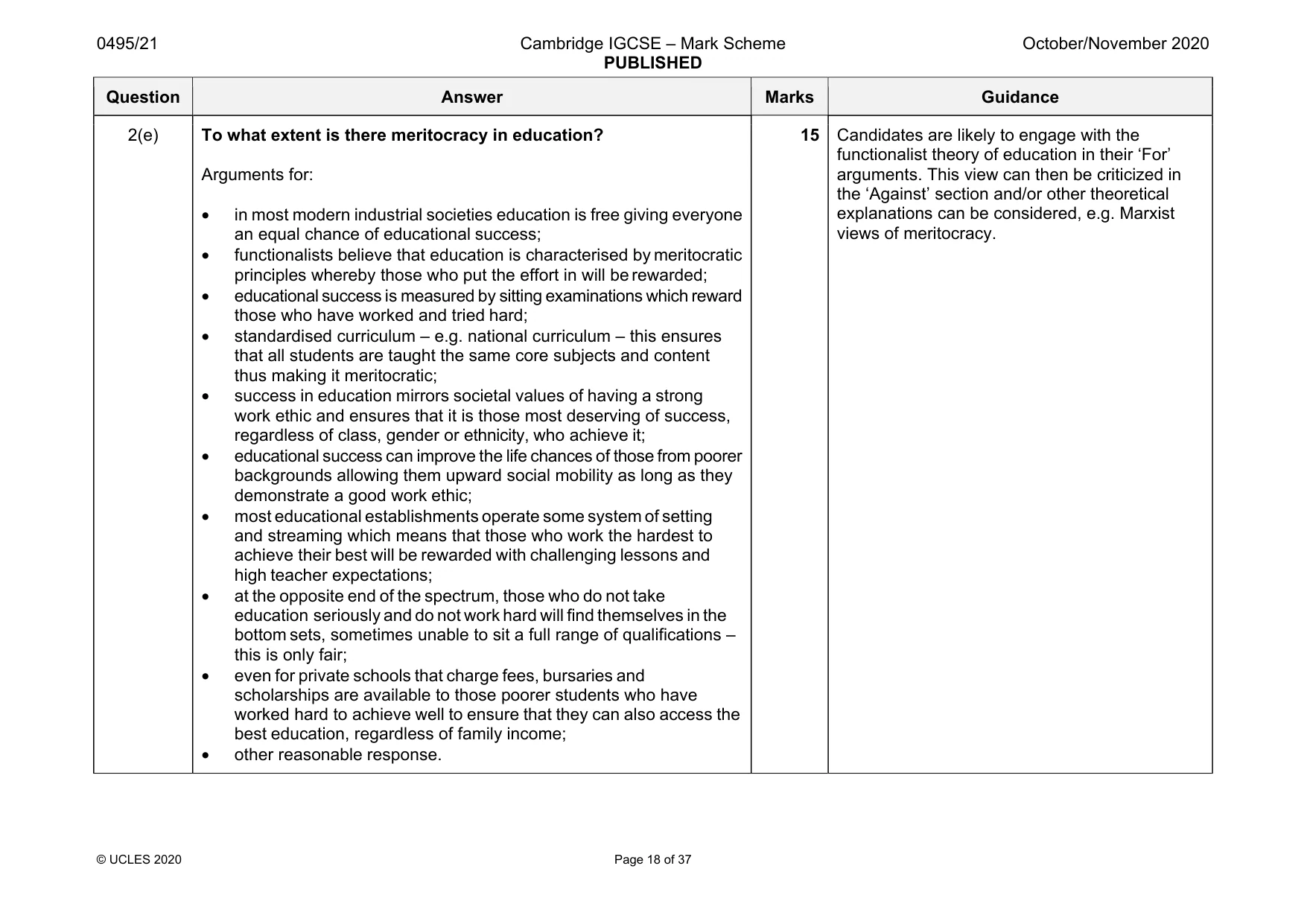 Mark scheme, page 18 of 37