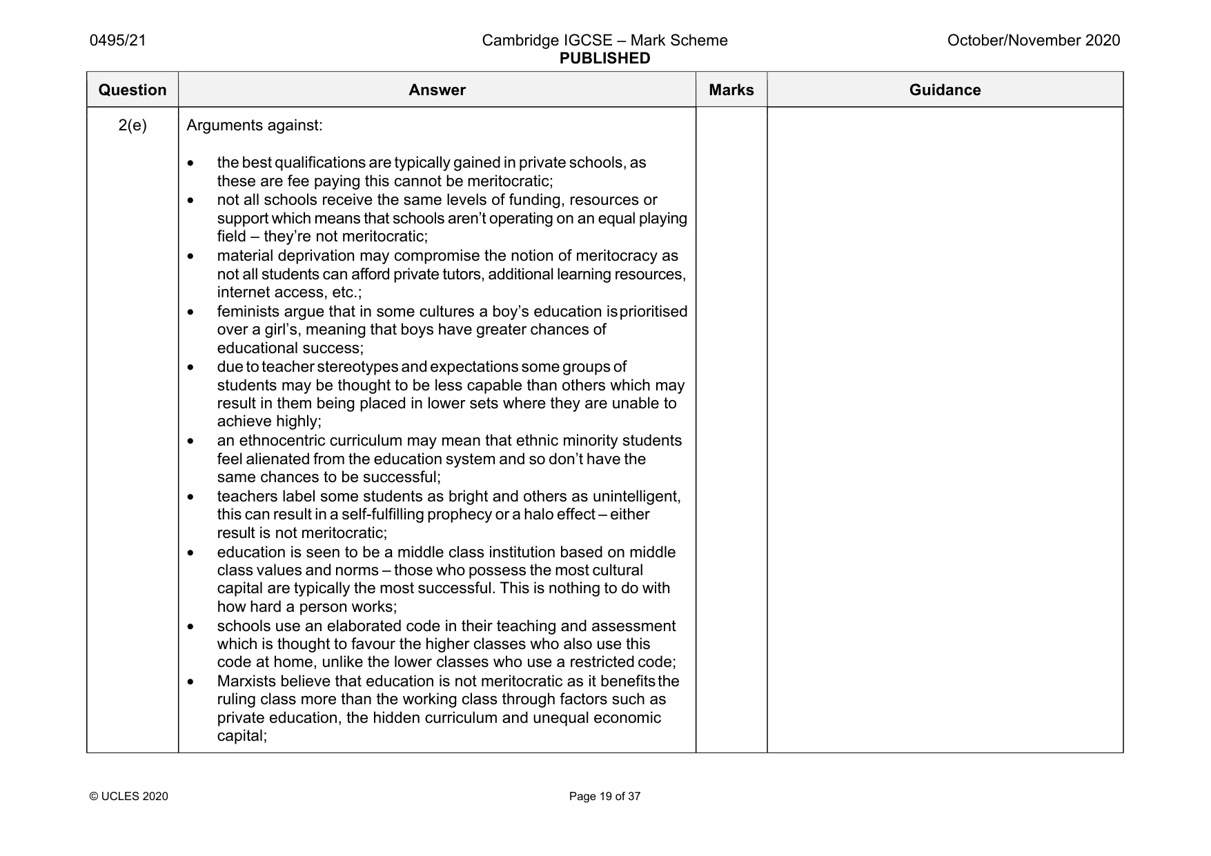 Mark scheme, page 19 of 37