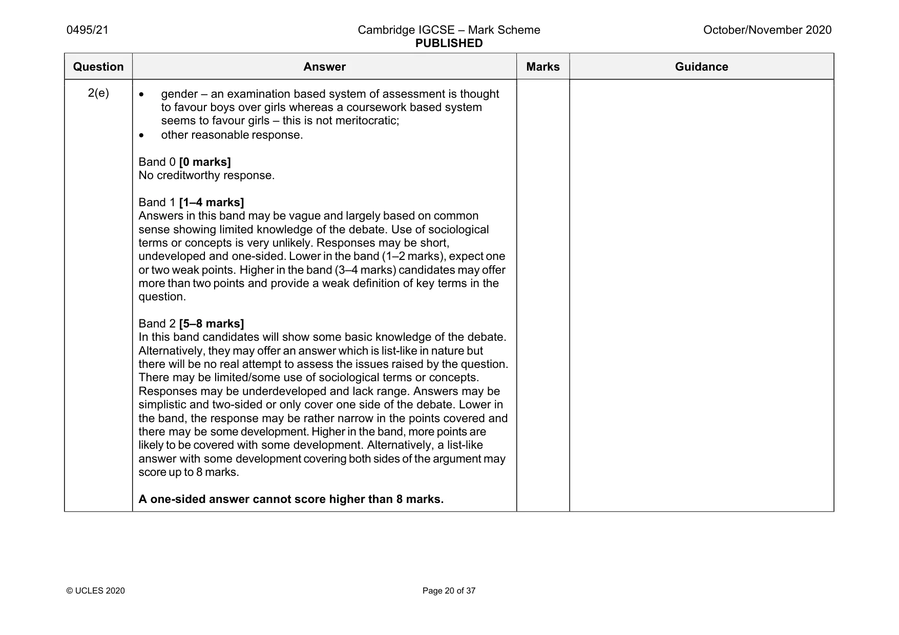 Mark scheme, page 20 of 37