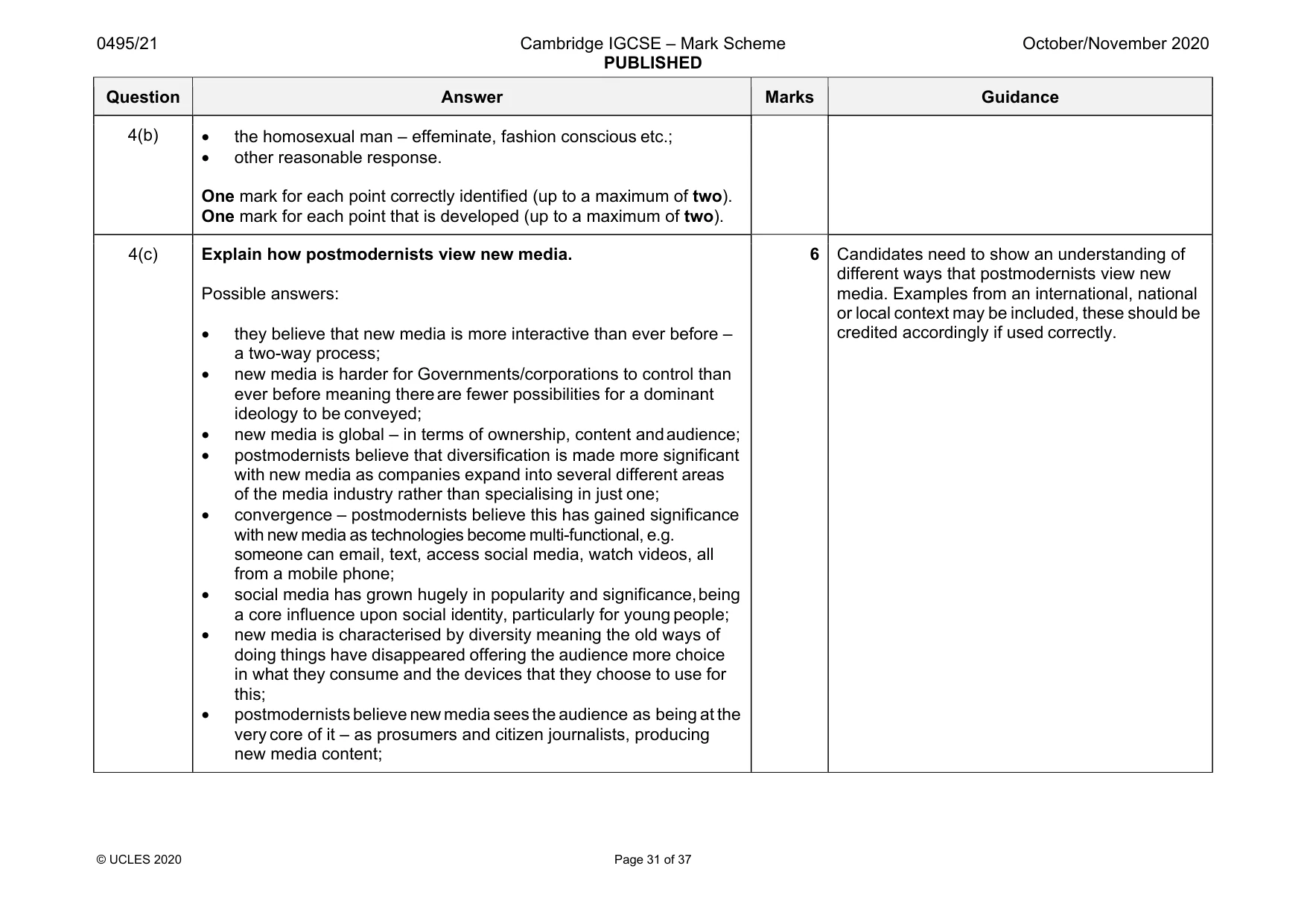Mark scheme, page 31 of 37