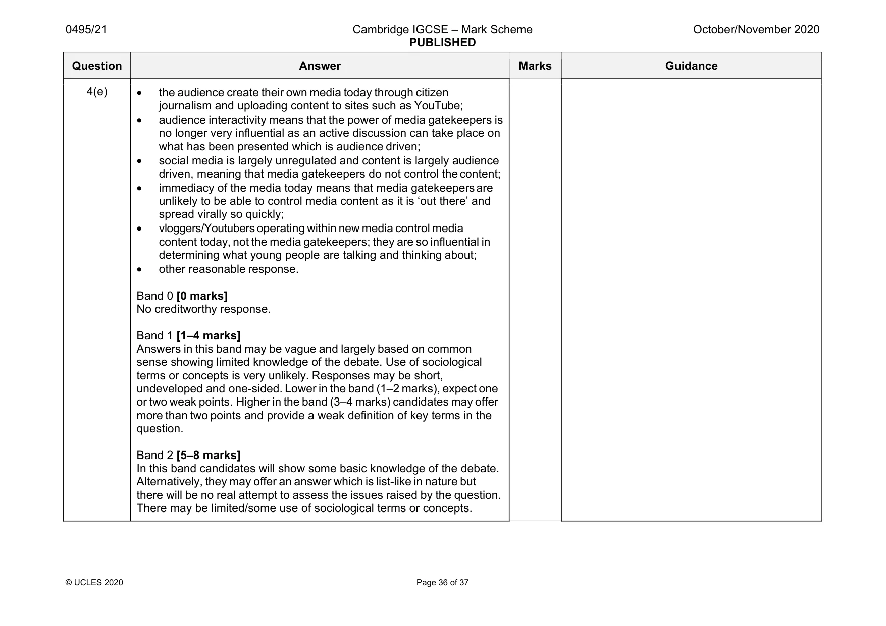 Mark scheme, page 36 of 37