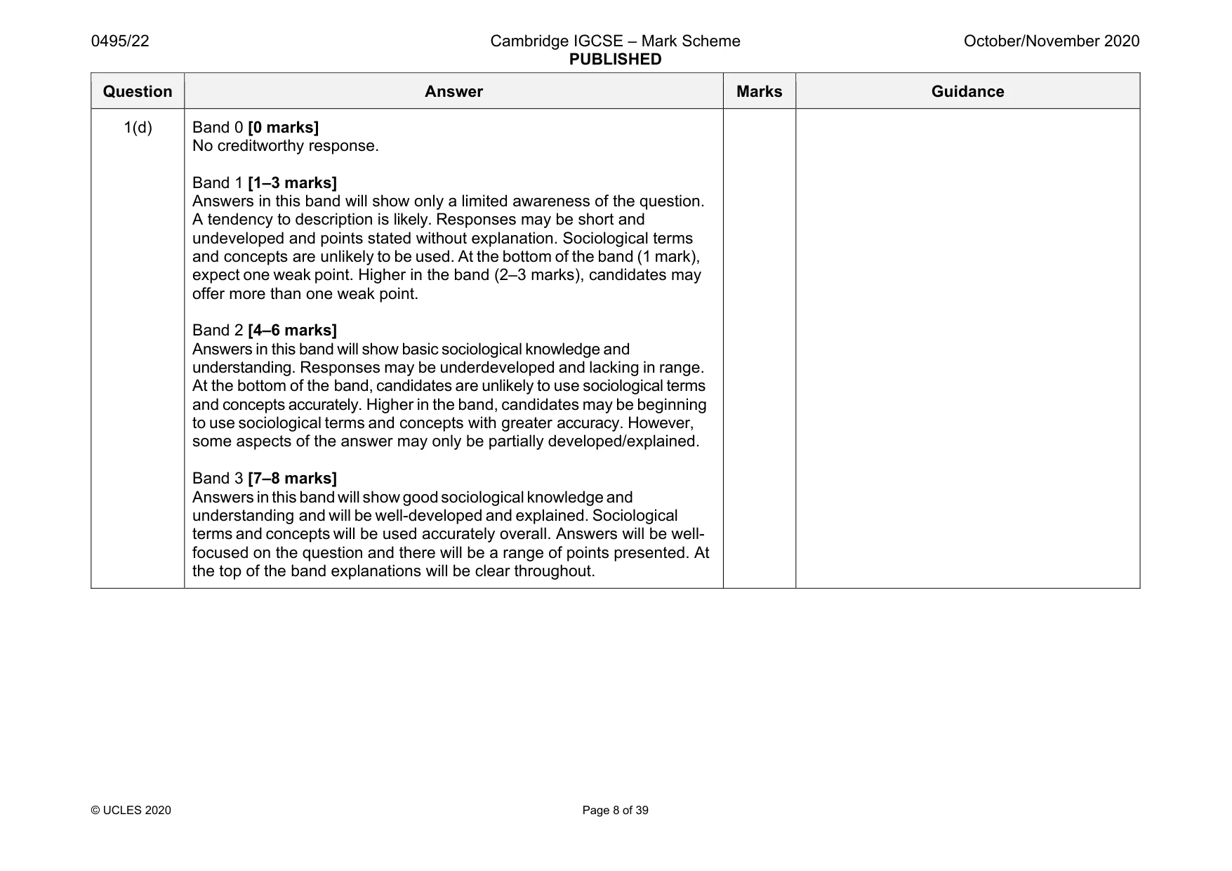 Mark scheme, page 8 of 39