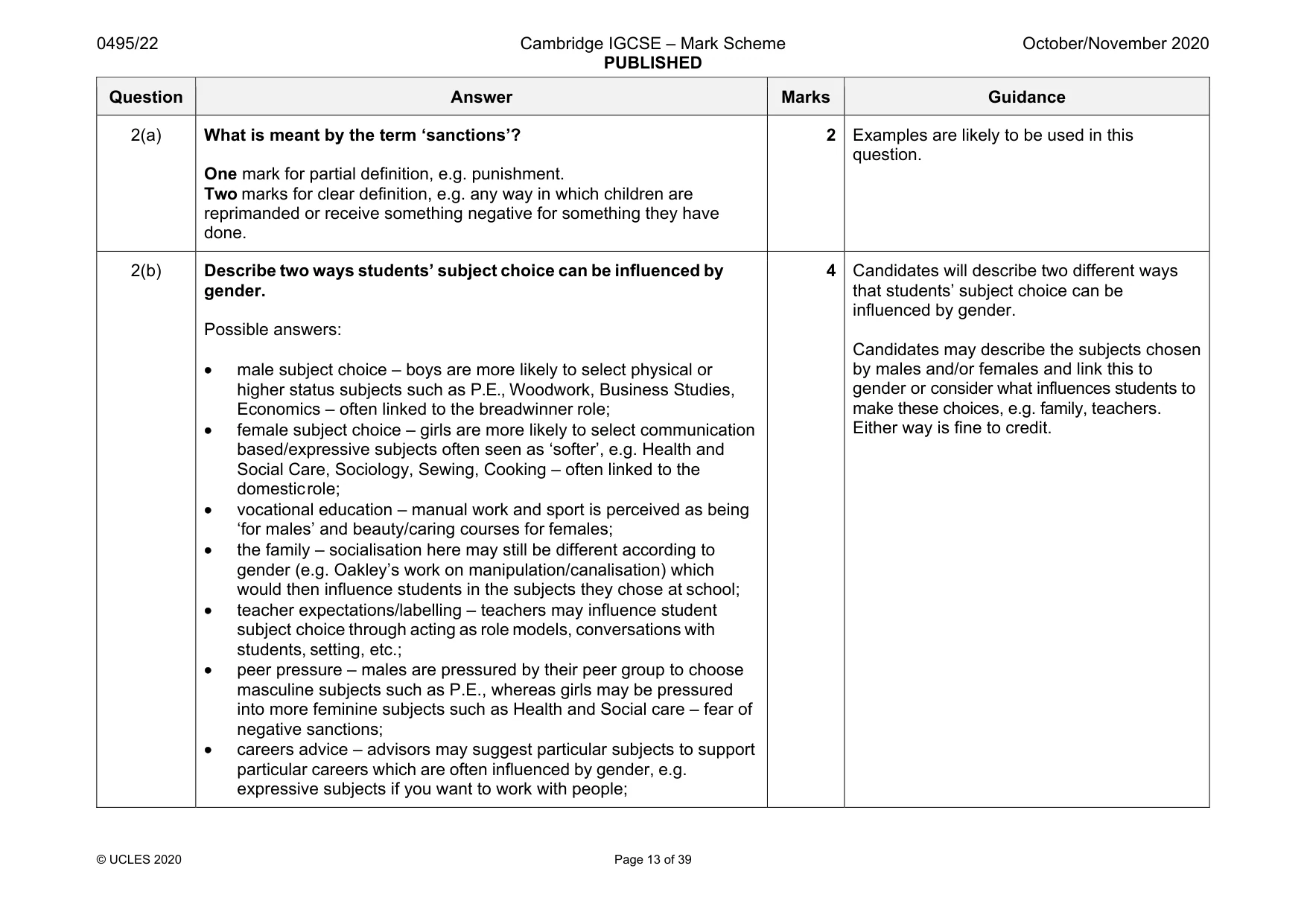 Mark scheme, page 13 of 39