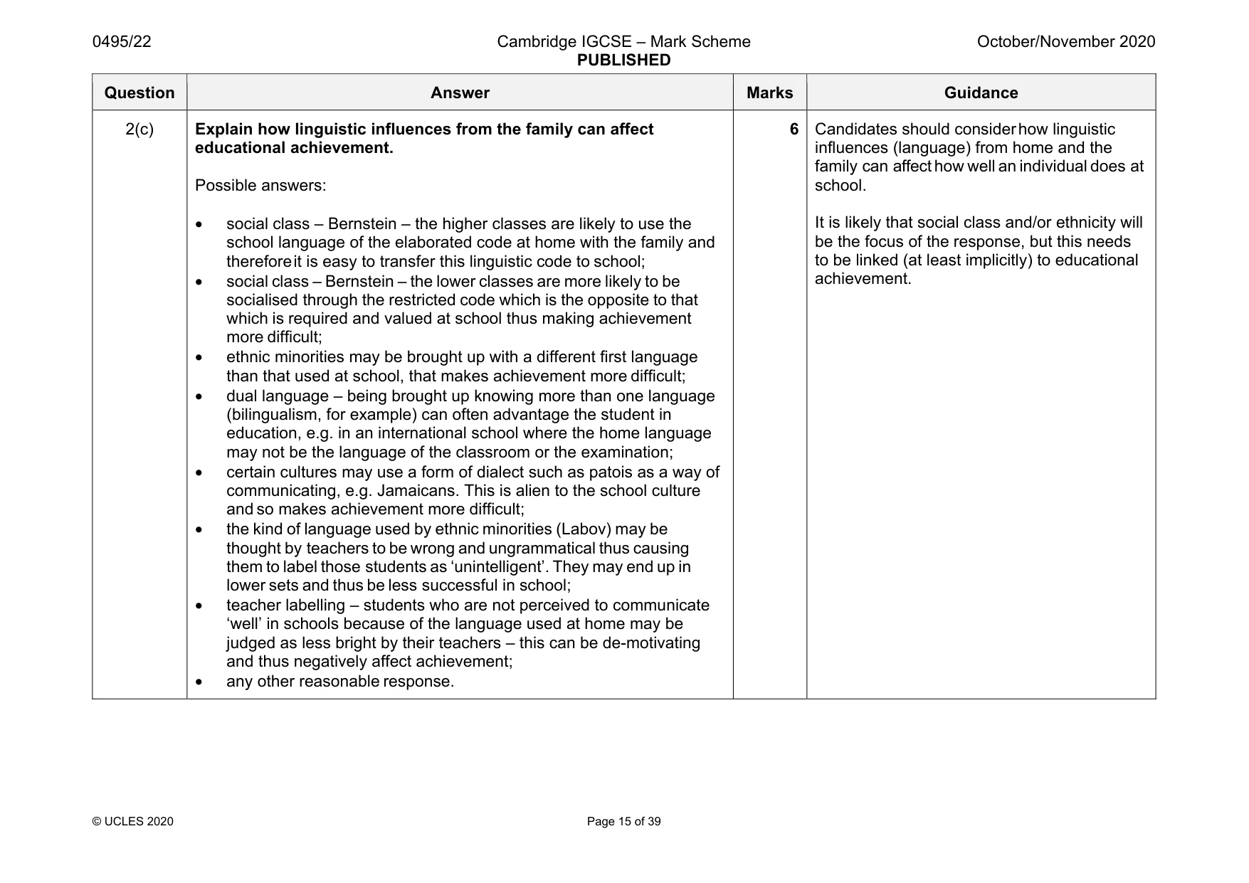 Mark scheme, page 15 of 39