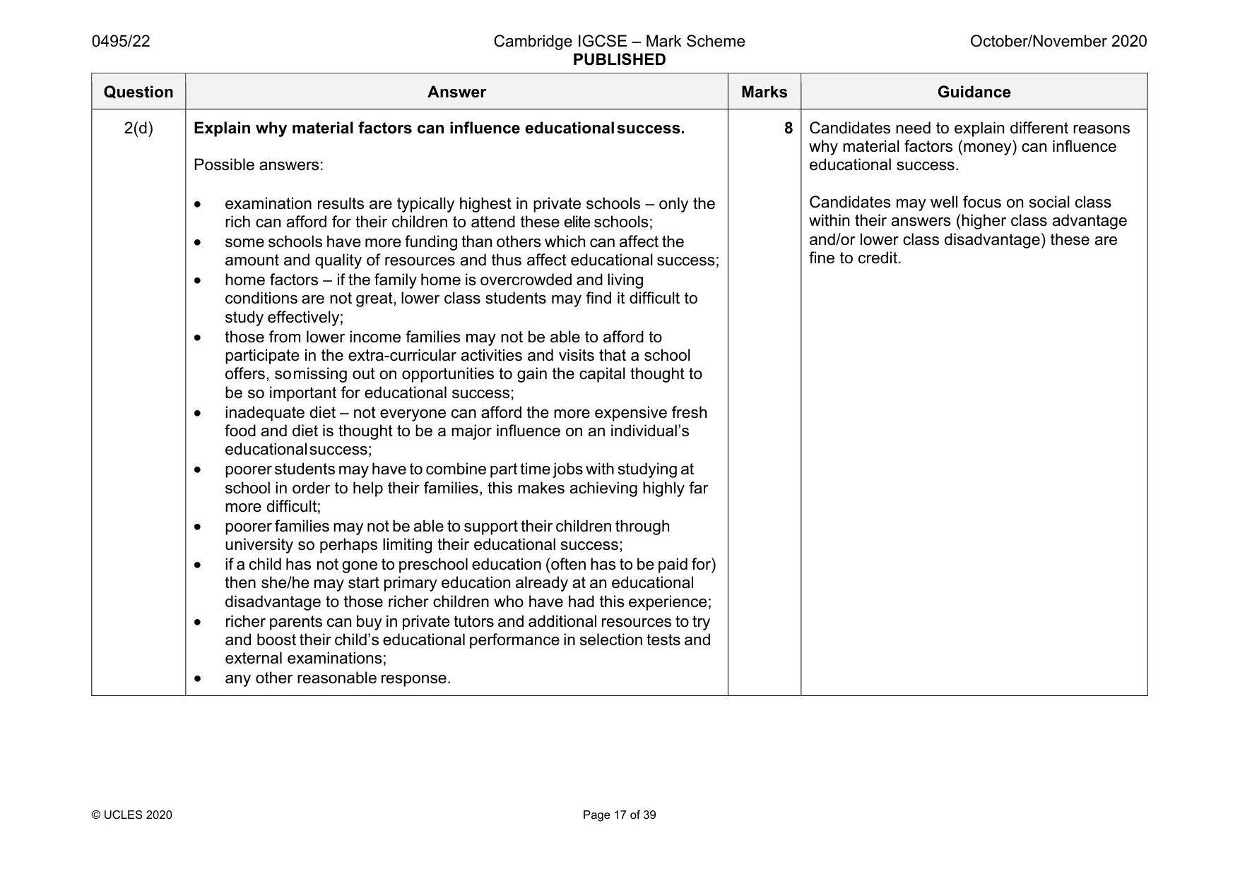 Mark scheme, page 17 of 39
