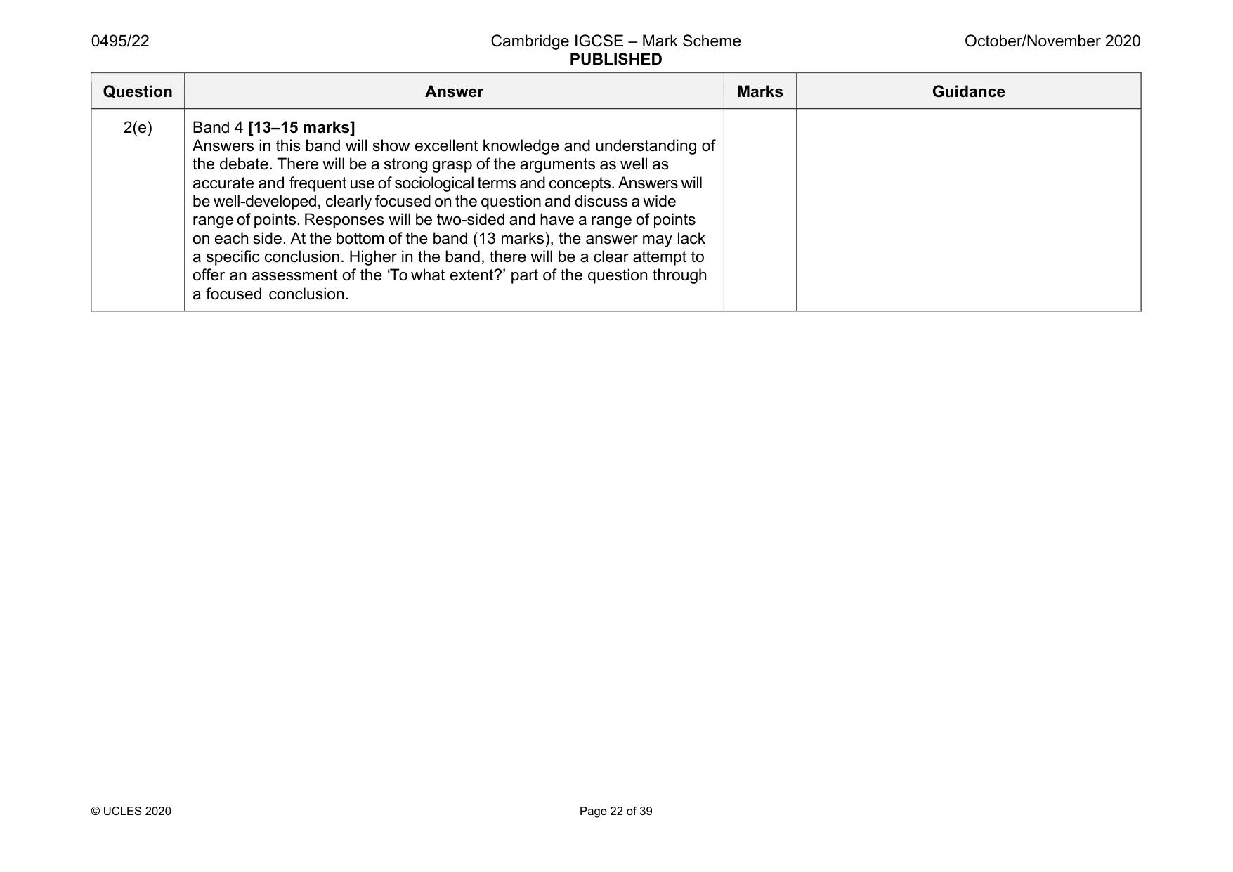 Mark scheme, page 22 of 39
