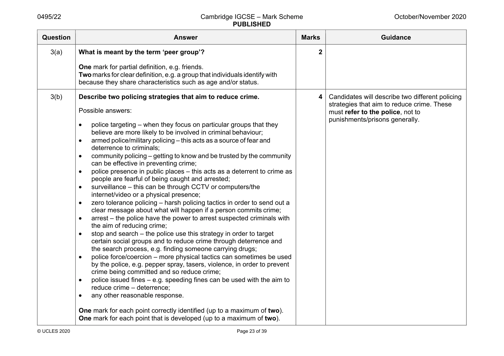 Mark scheme, page 23 of 39