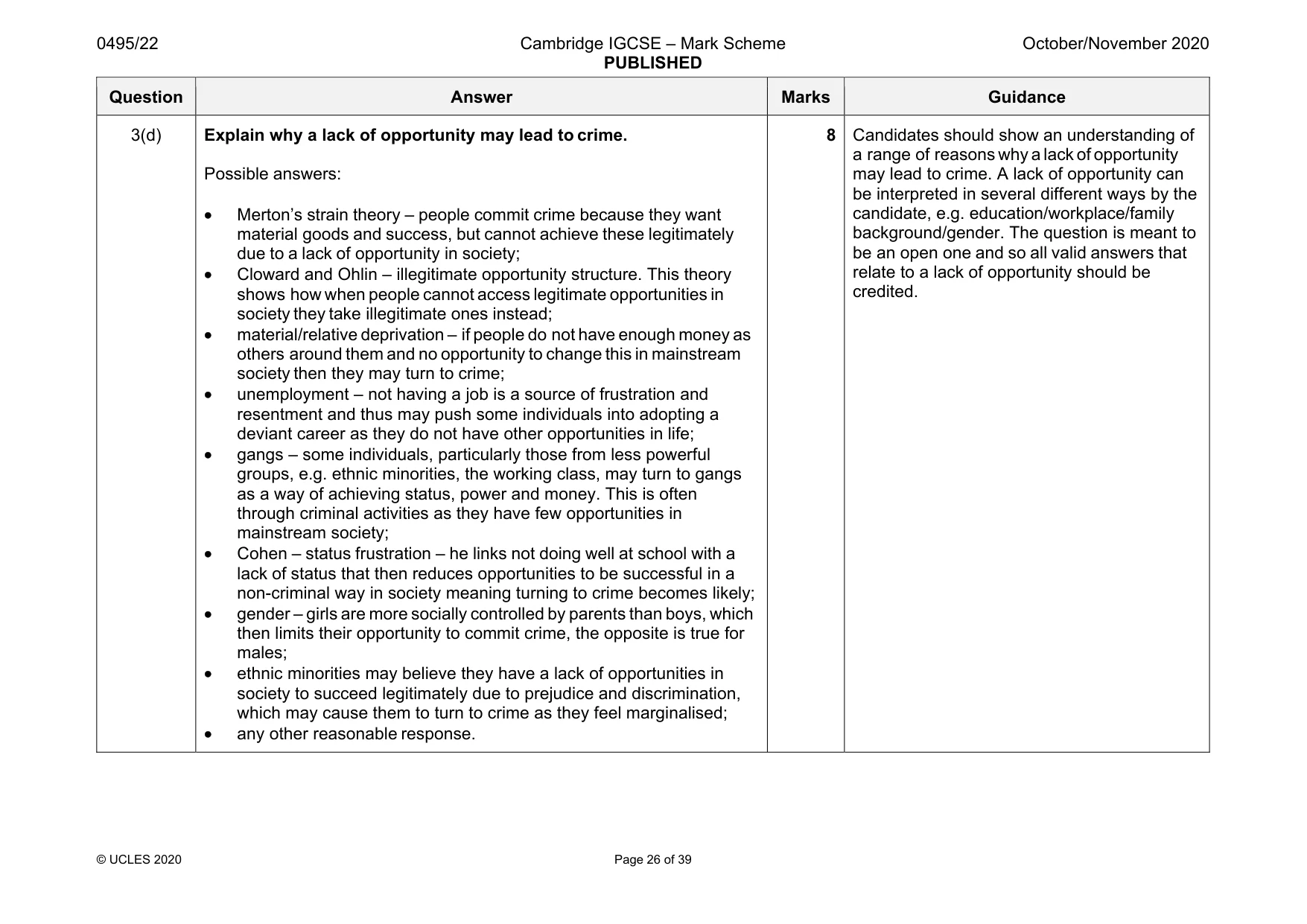 Mark scheme, page 26 of 39