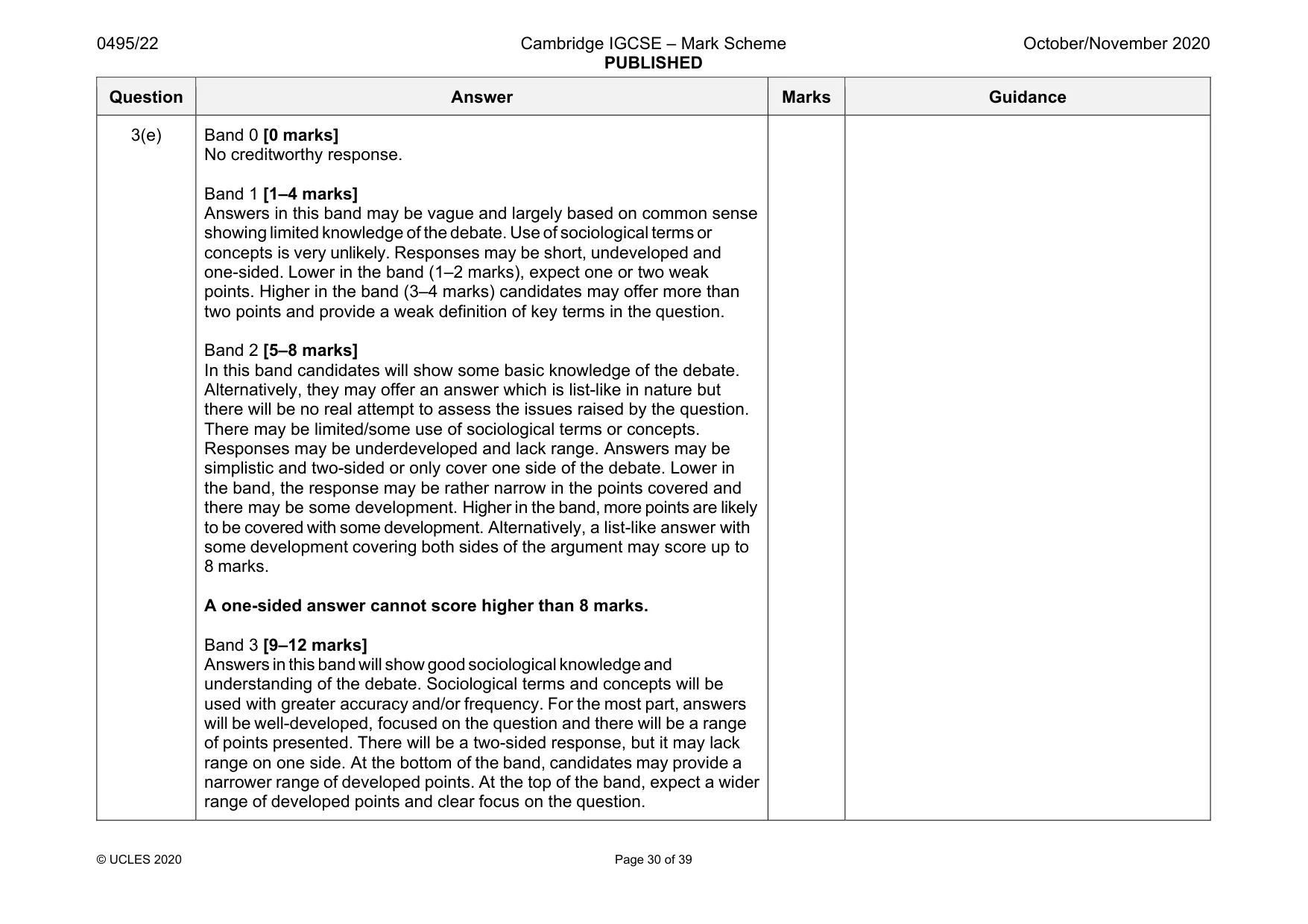 Mark scheme, page 30 of 39