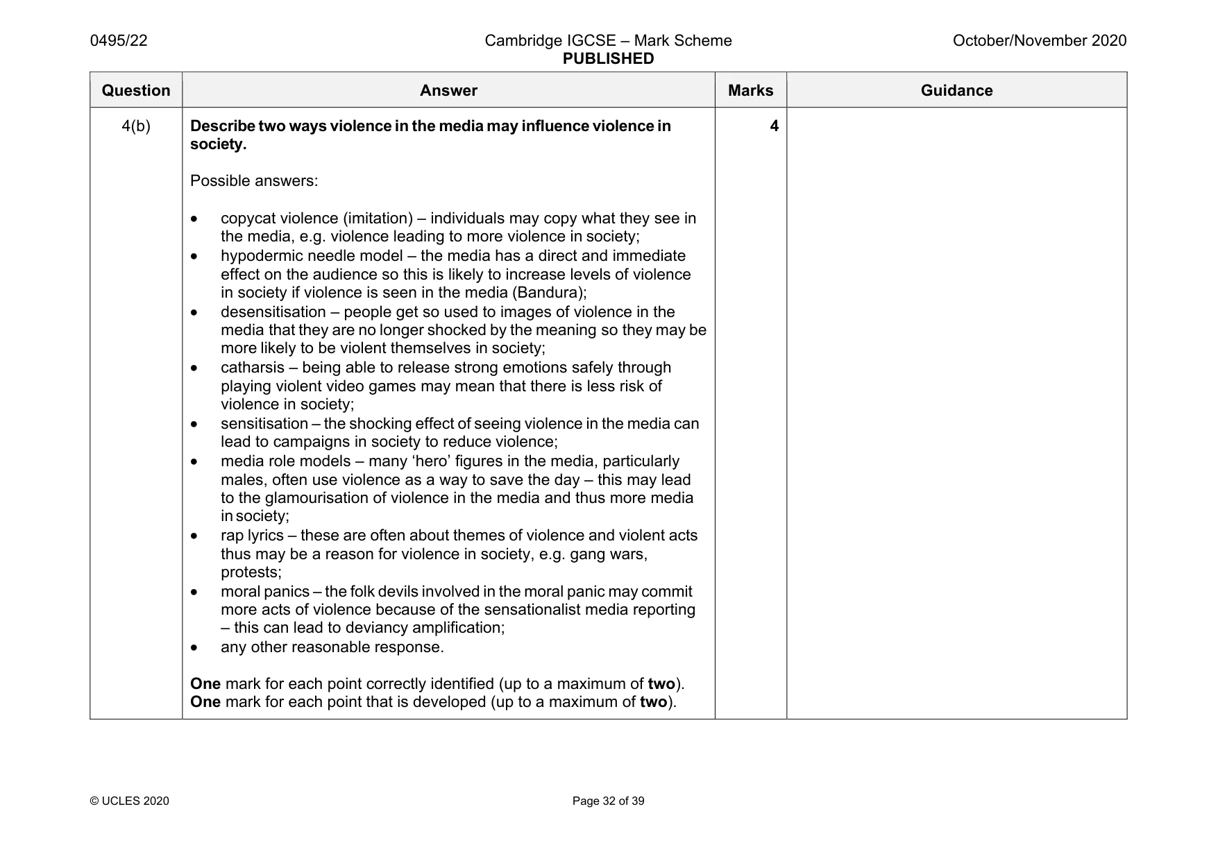 Mark scheme, page 32 of 39