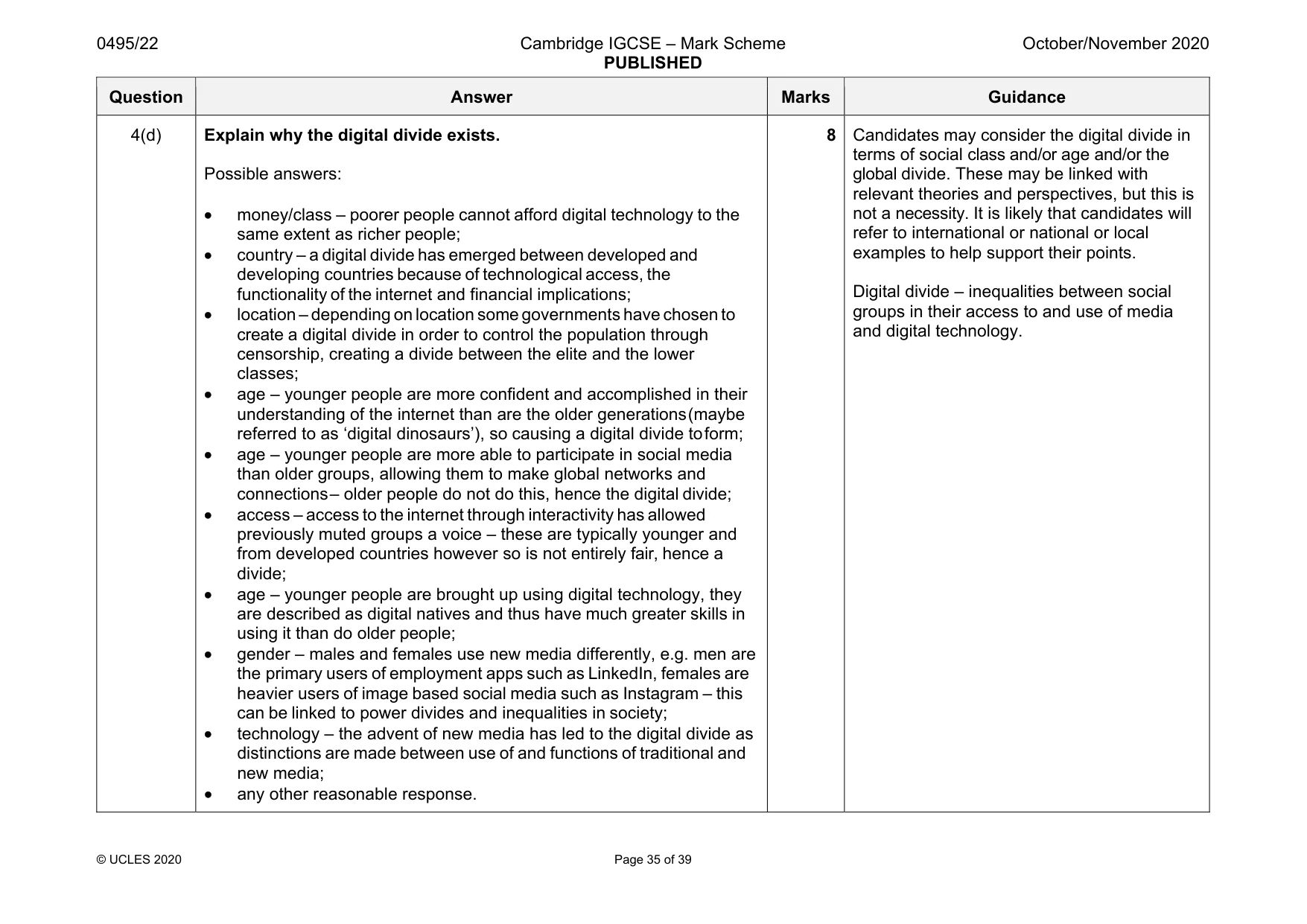 Mark scheme, page 35 of 39