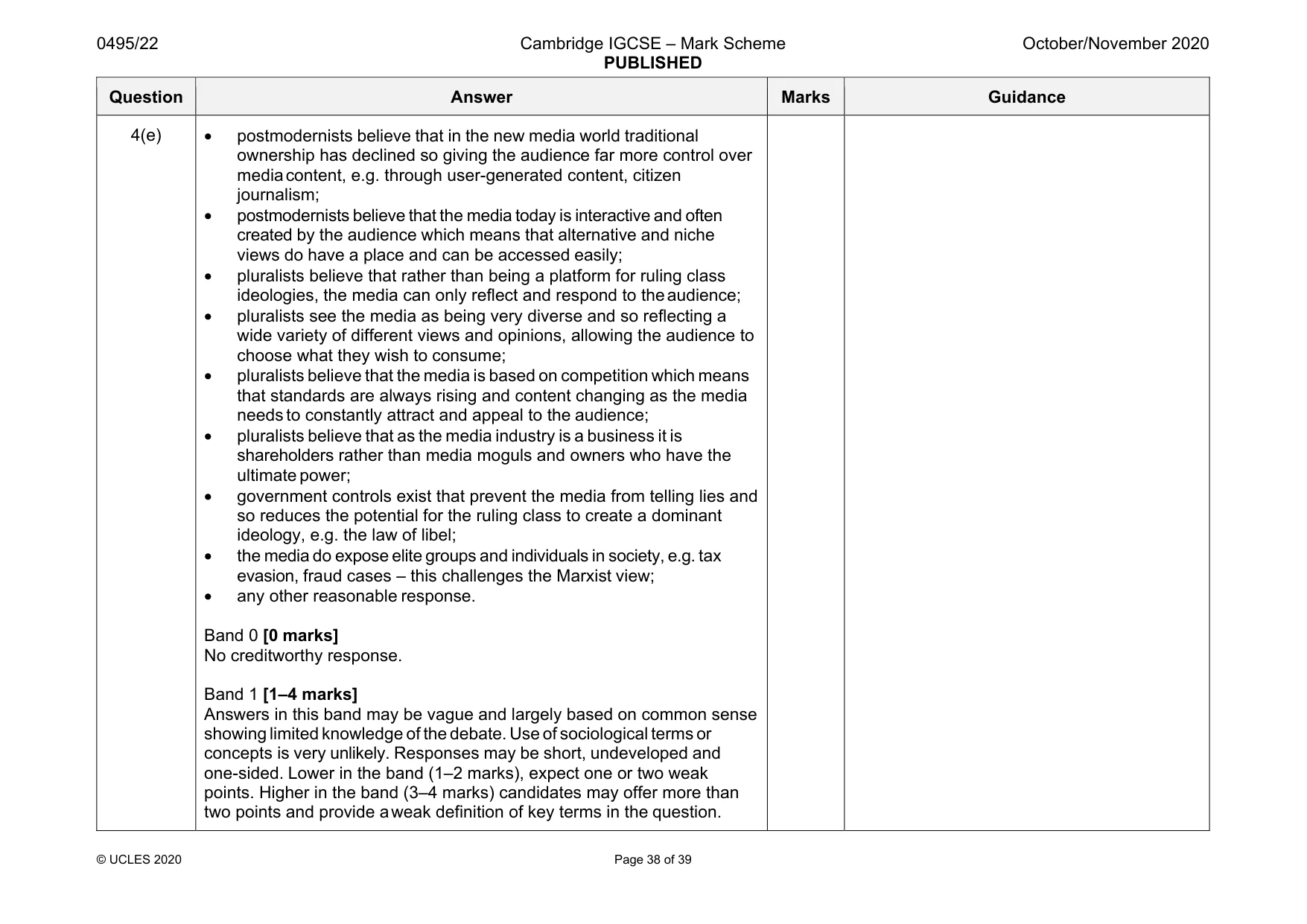 Mark scheme, page 38 of 39