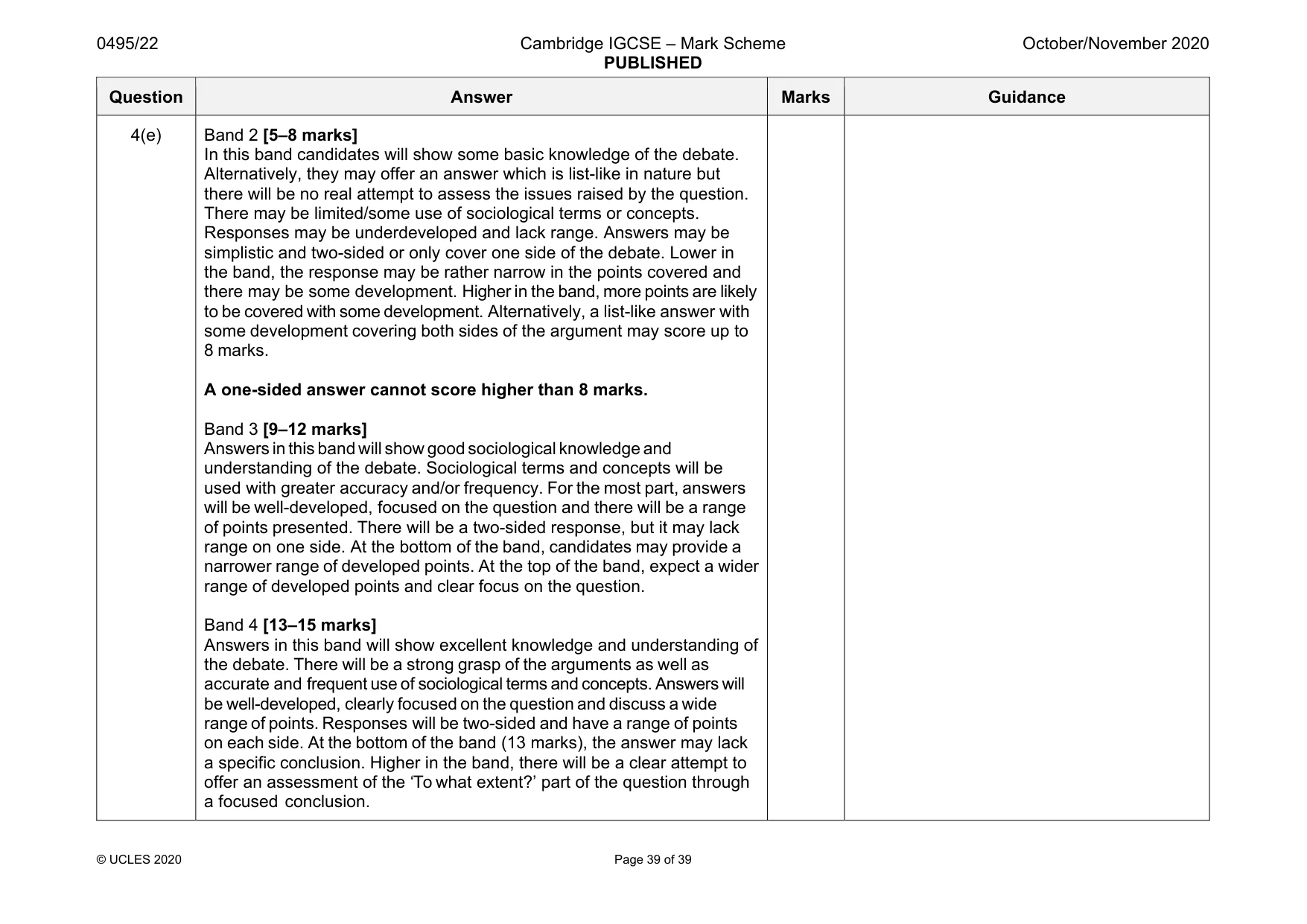 Mark scheme, page 39 of 39