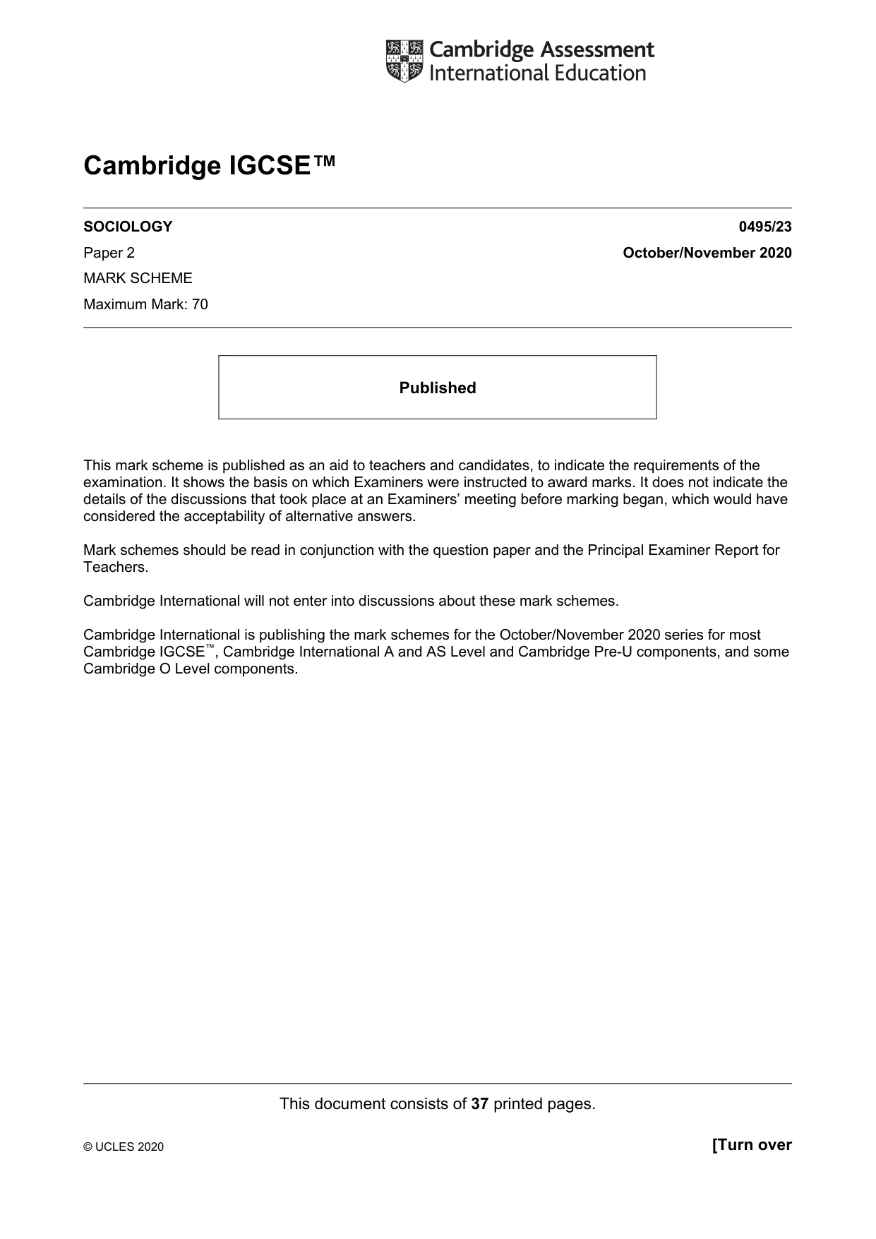 Mark scheme, page 1 of 37