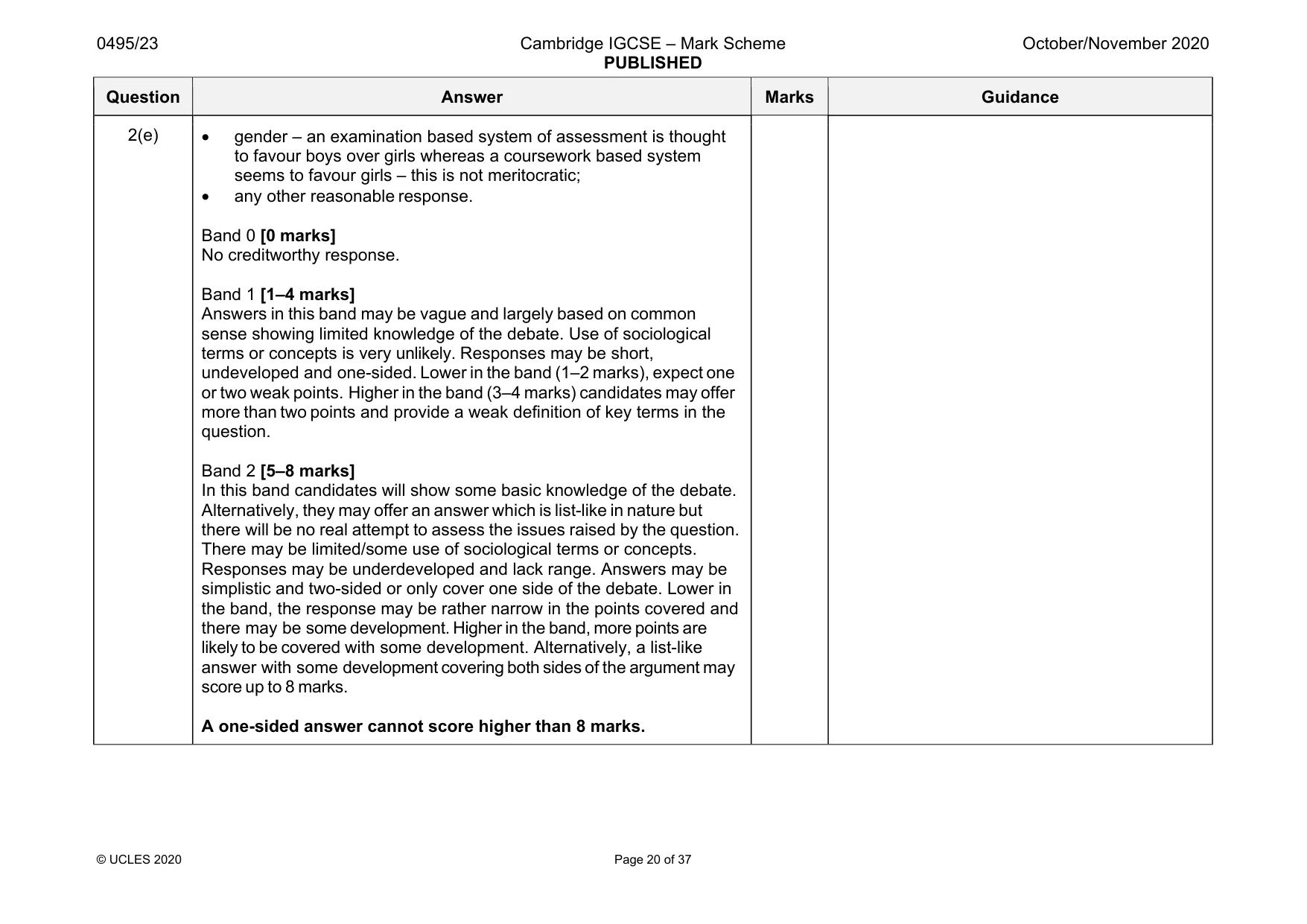 Mark scheme, page 20 of 37