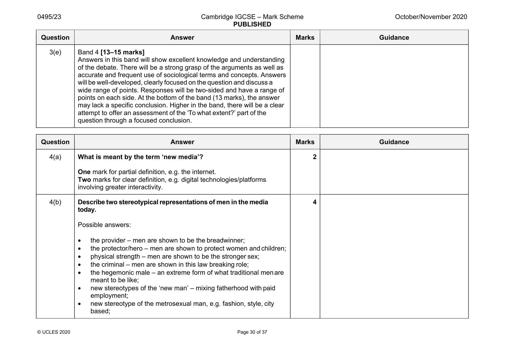 Mark scheme, page 30 of 37