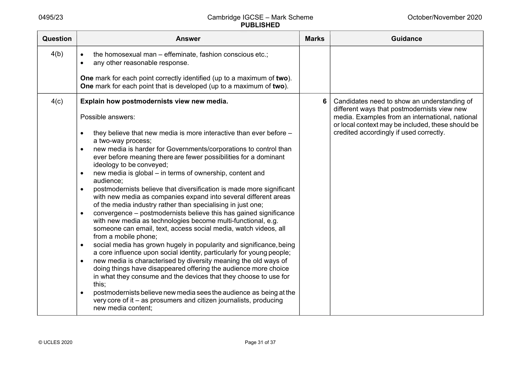 Mark scheme, page 31 of 37