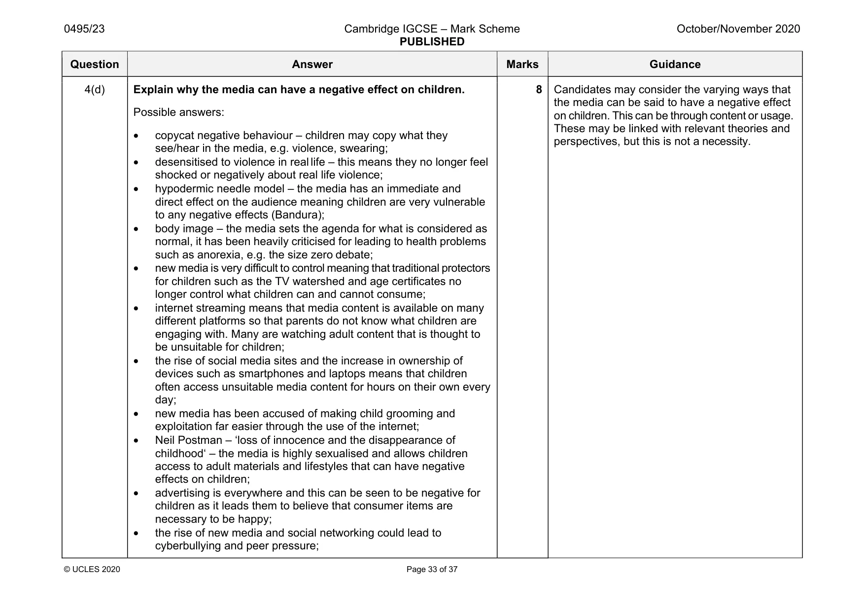 Mark scheme, page 33 of 37