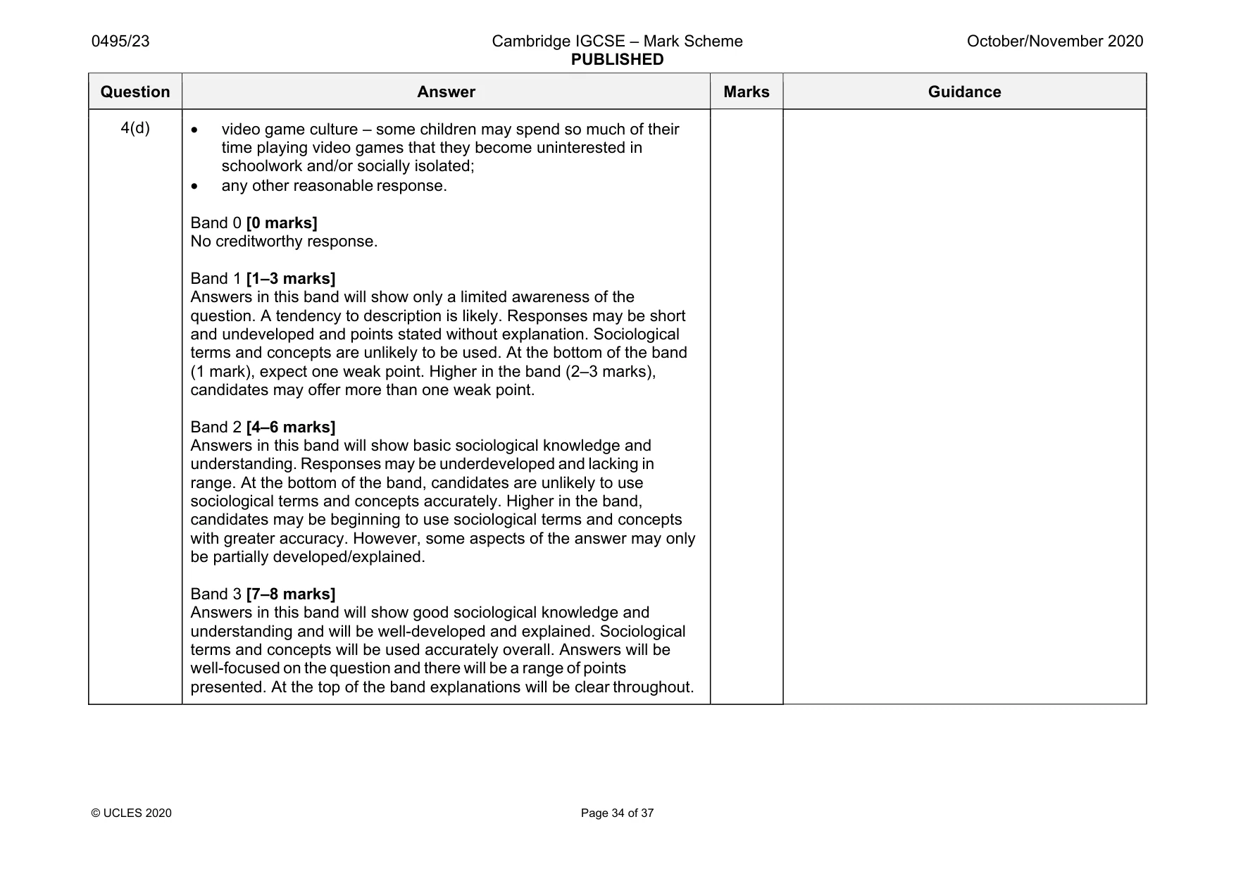 Mark scheme, page 34 of 37