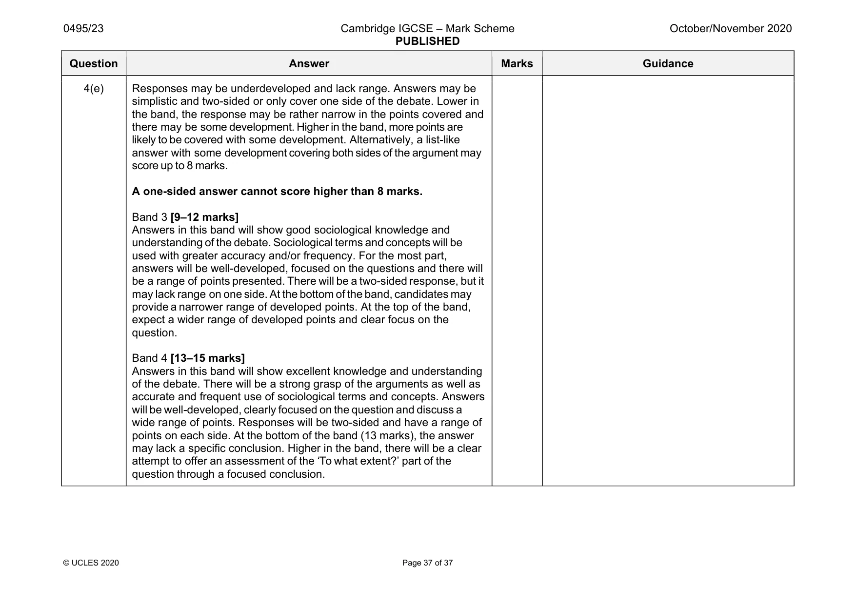 Mark scheme, page 37 of 37