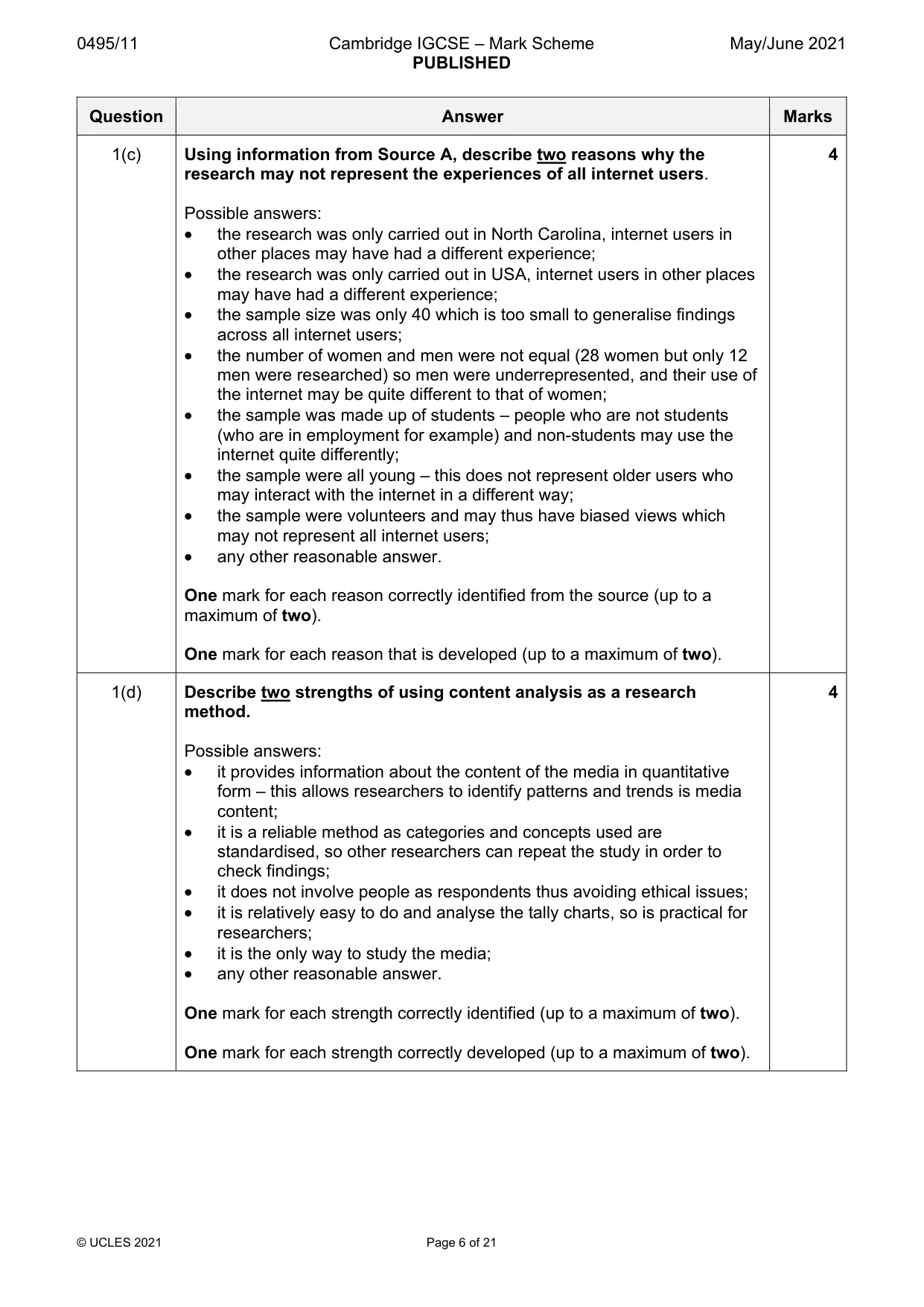 Mark scheme, page 6 of 21