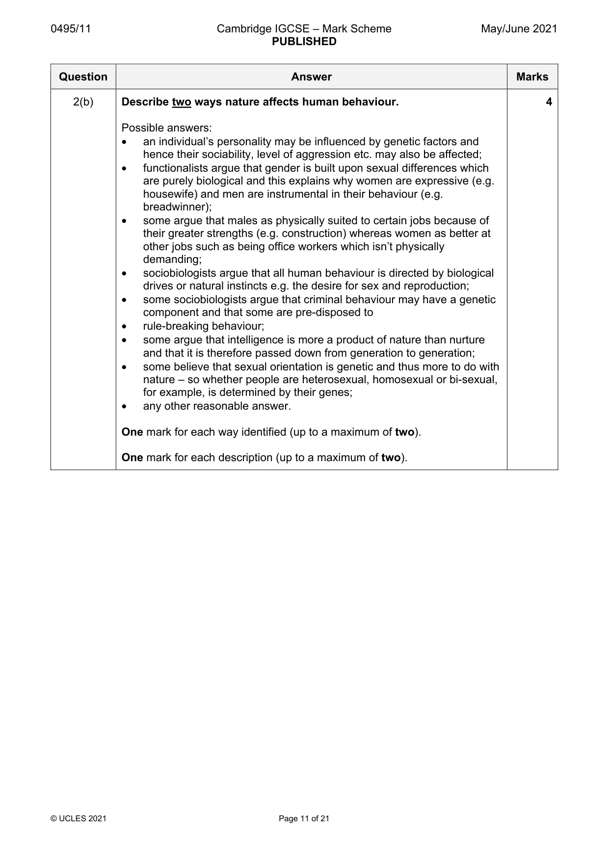 Mark scheme, page 11 of 21