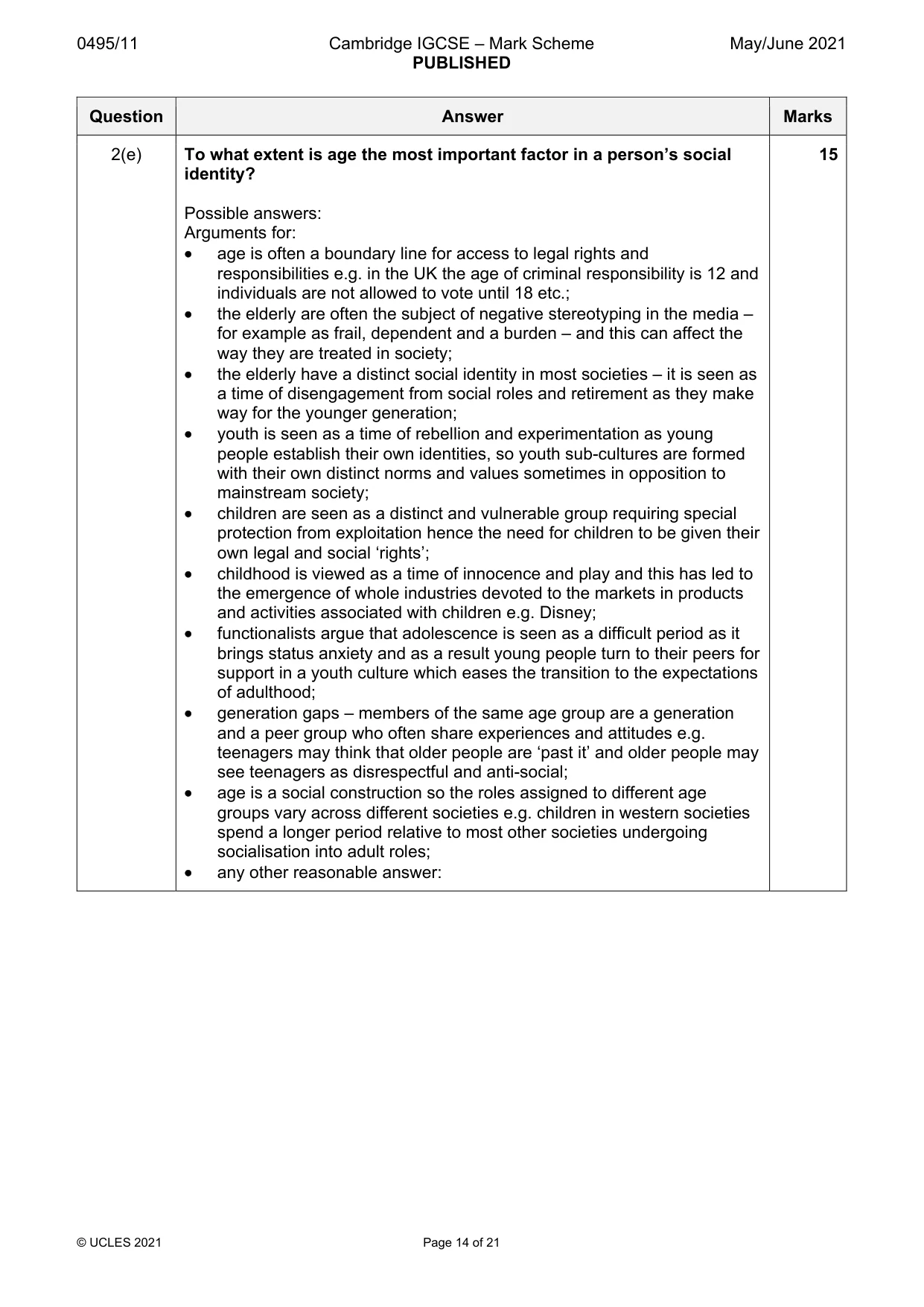 Mark scheme, page 14 of 21