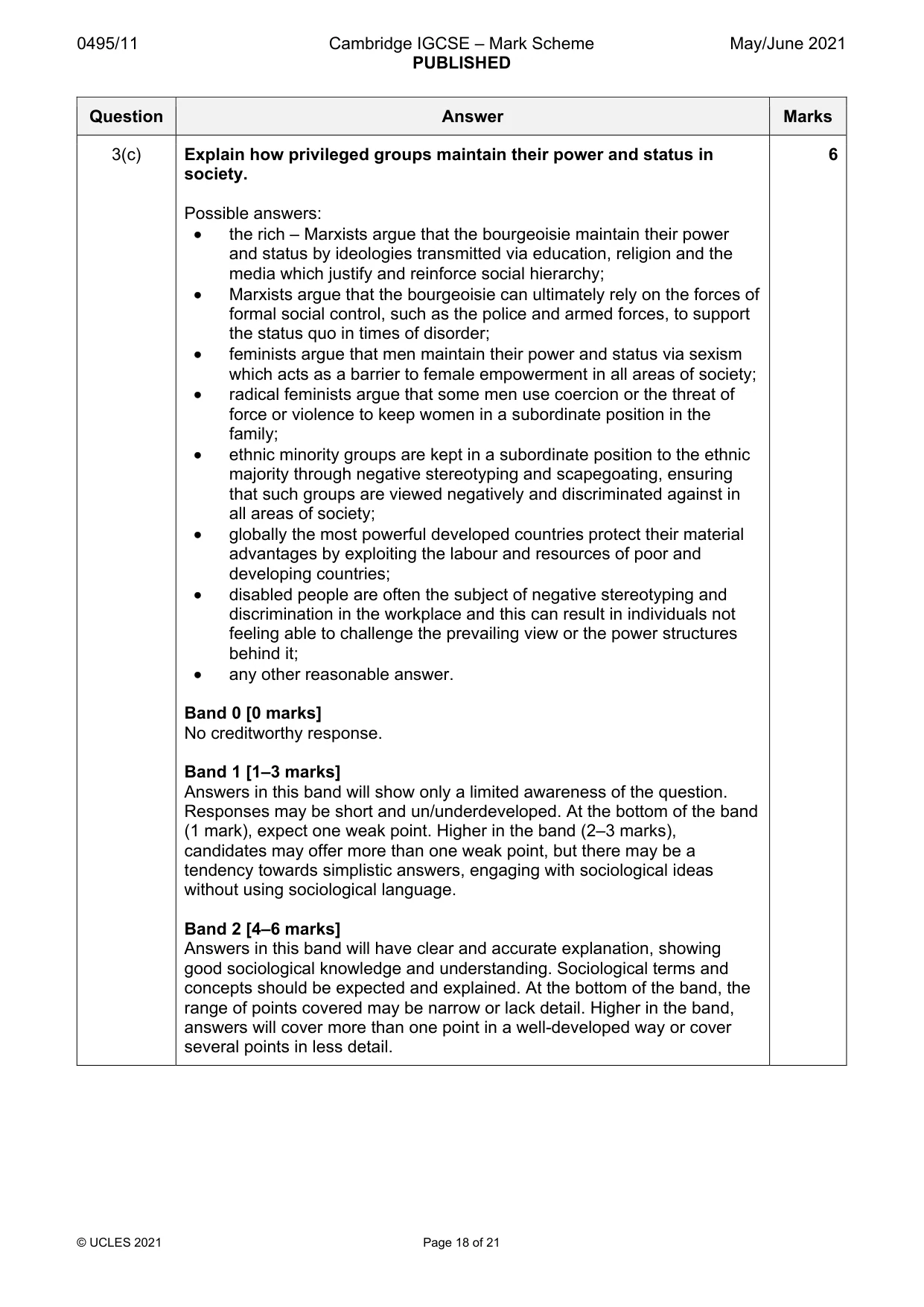 Mark scheme, page 18 of 21