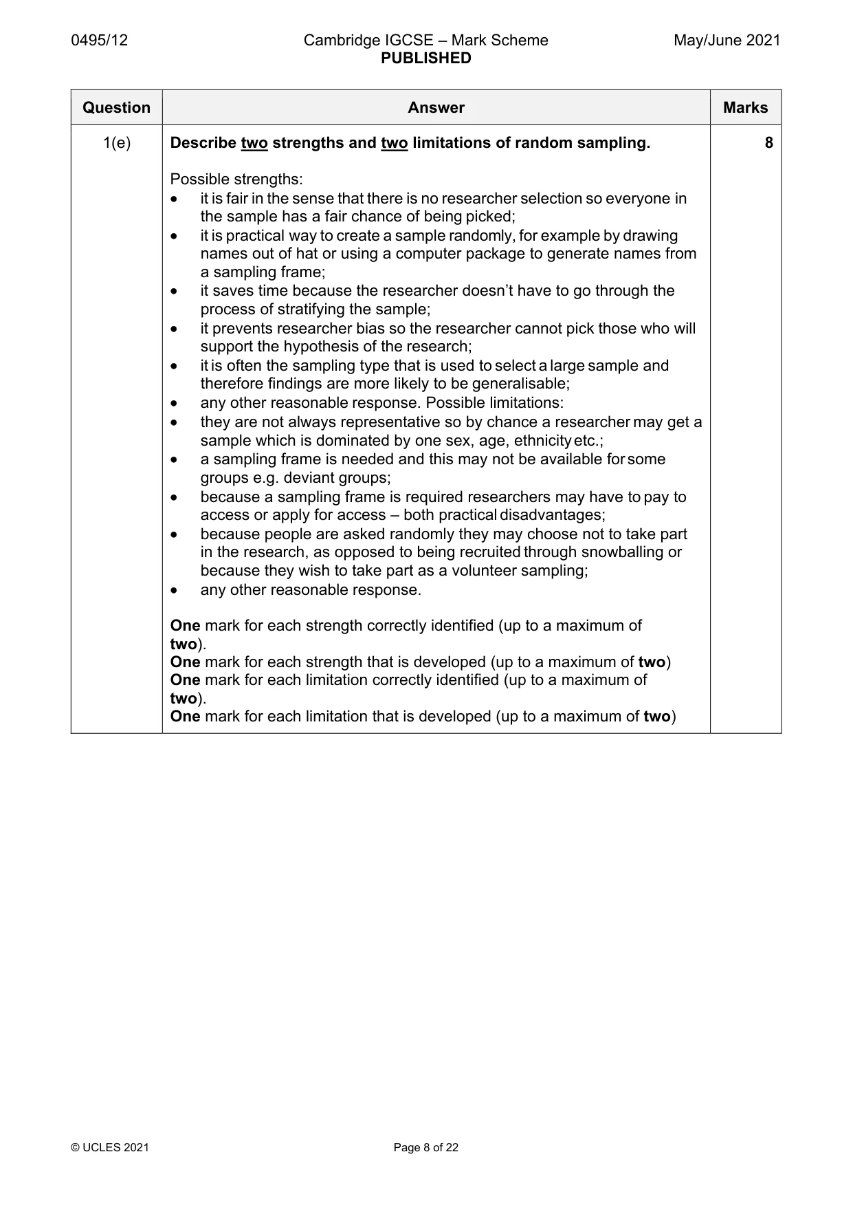Mark scheme, page 8 of 22