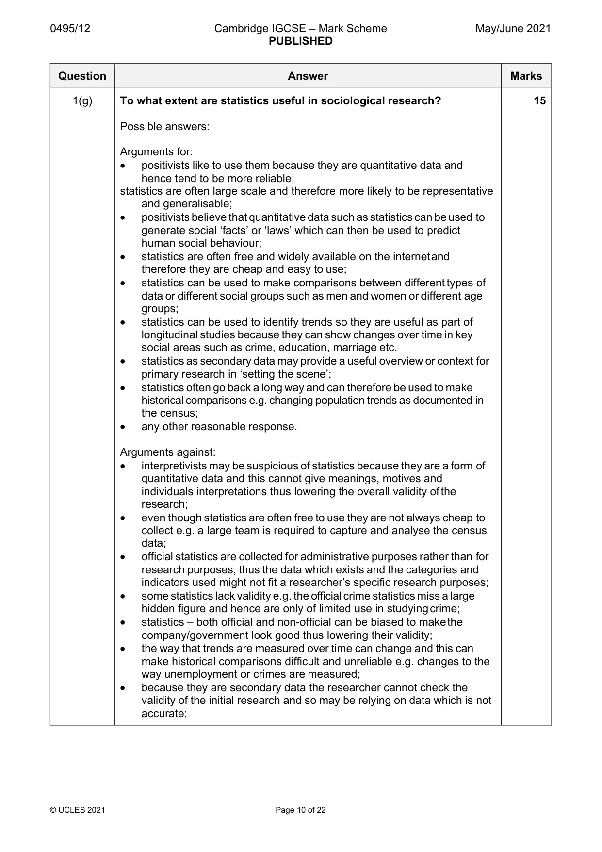 Mark scheme, page 10 of 22