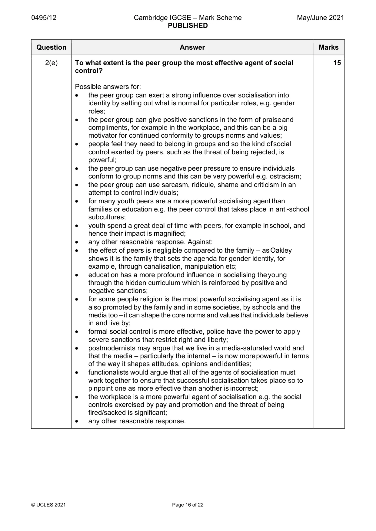 Mark scheme, page 16 of 22