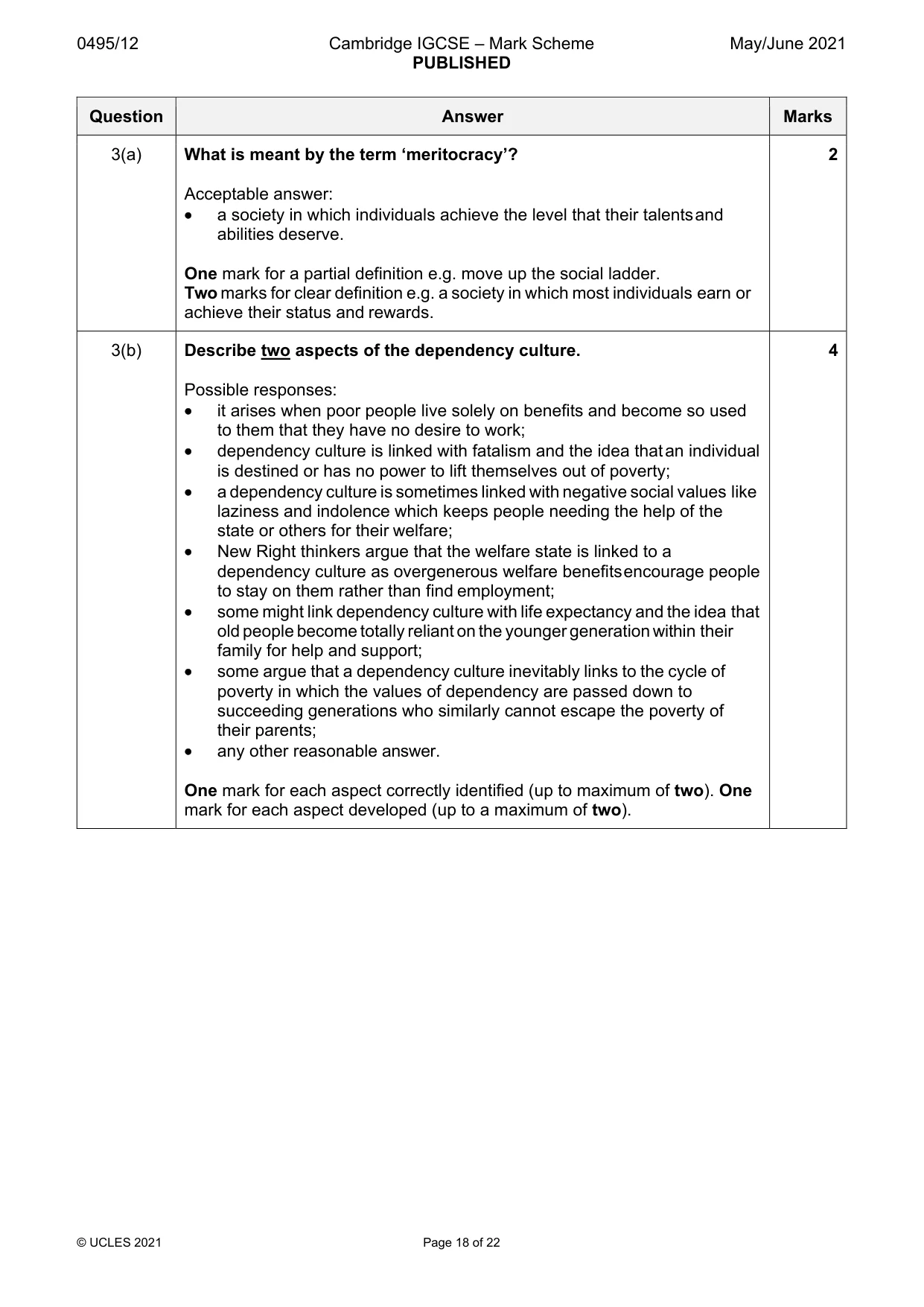 Mark scheme, page 18 of 22