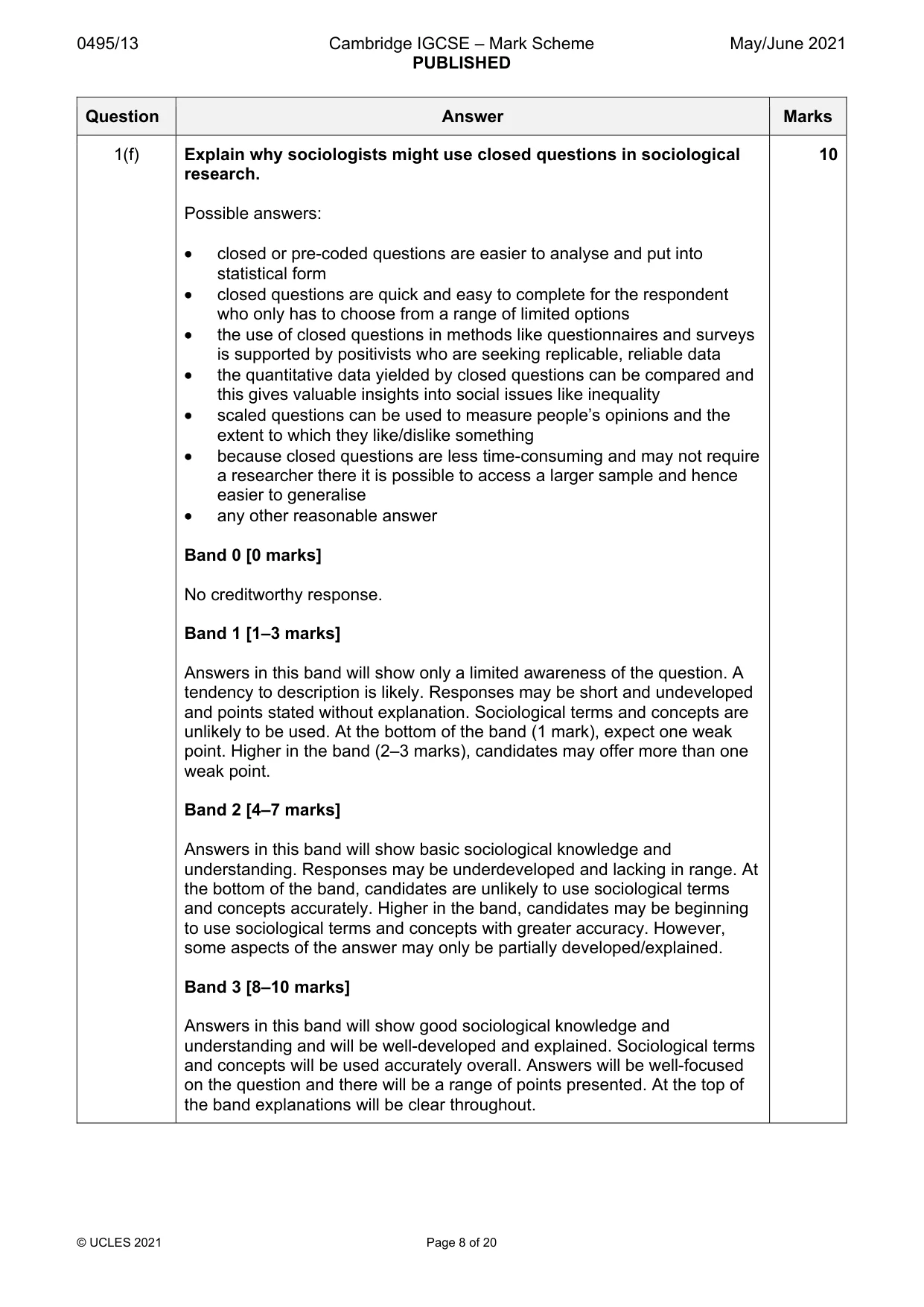 Mark scheme, page 8 of 20