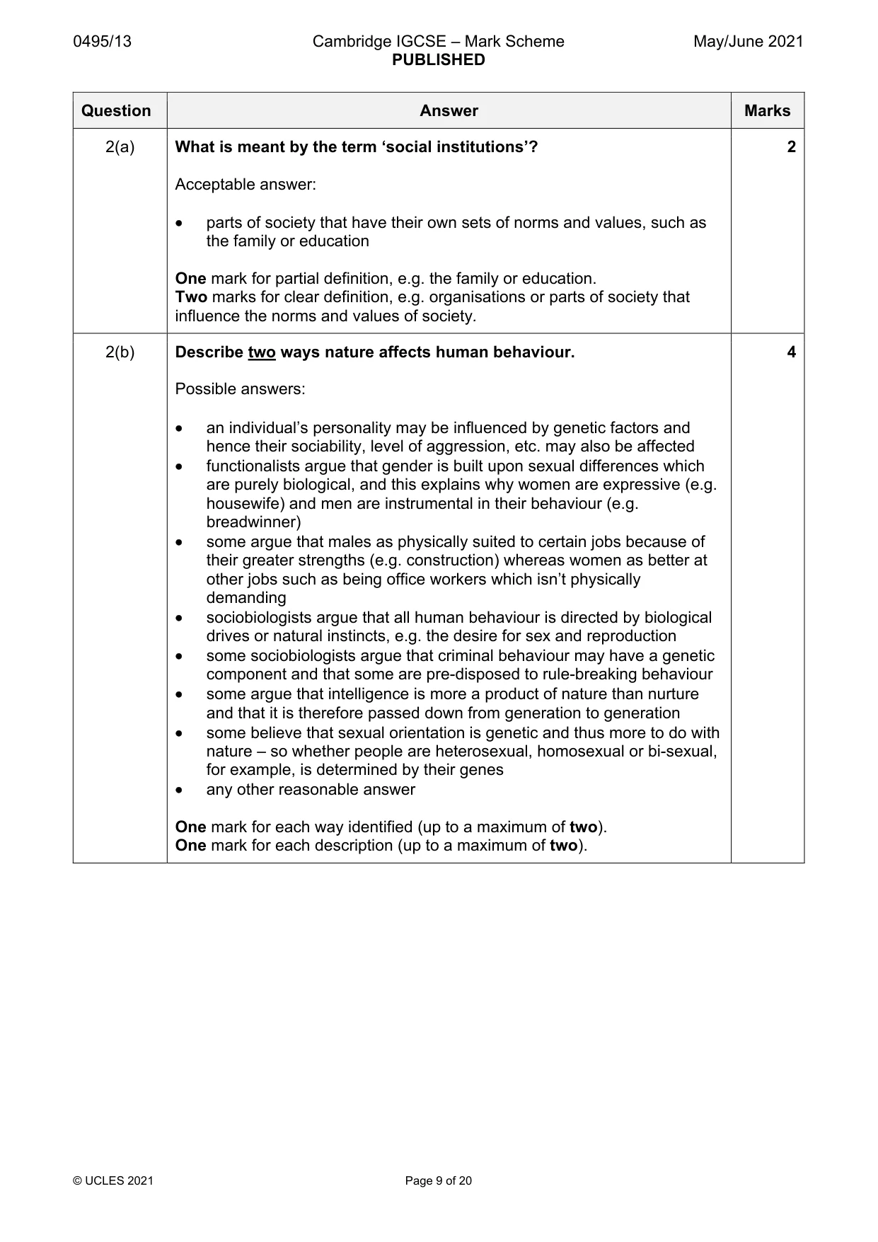 Mark scheme, page 9 of 20