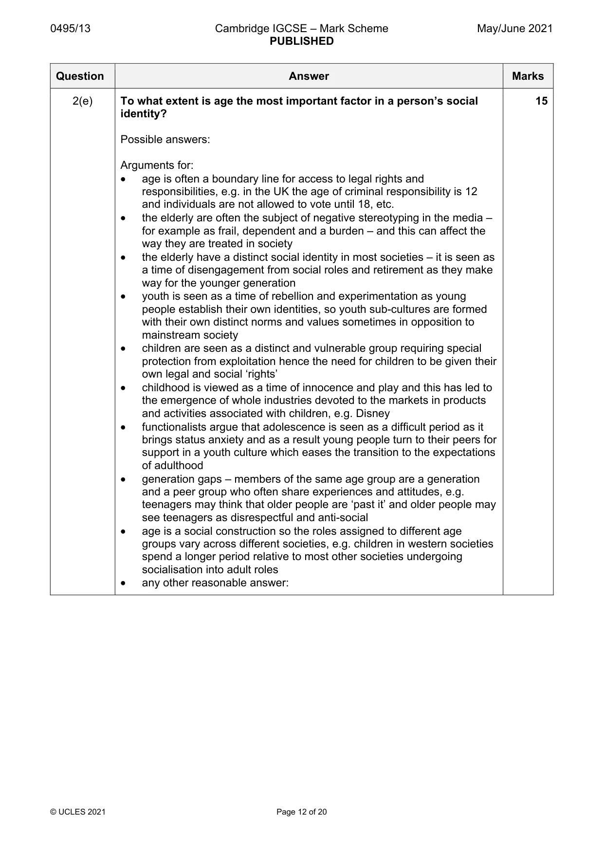 Mark scheme, page 12 of 20